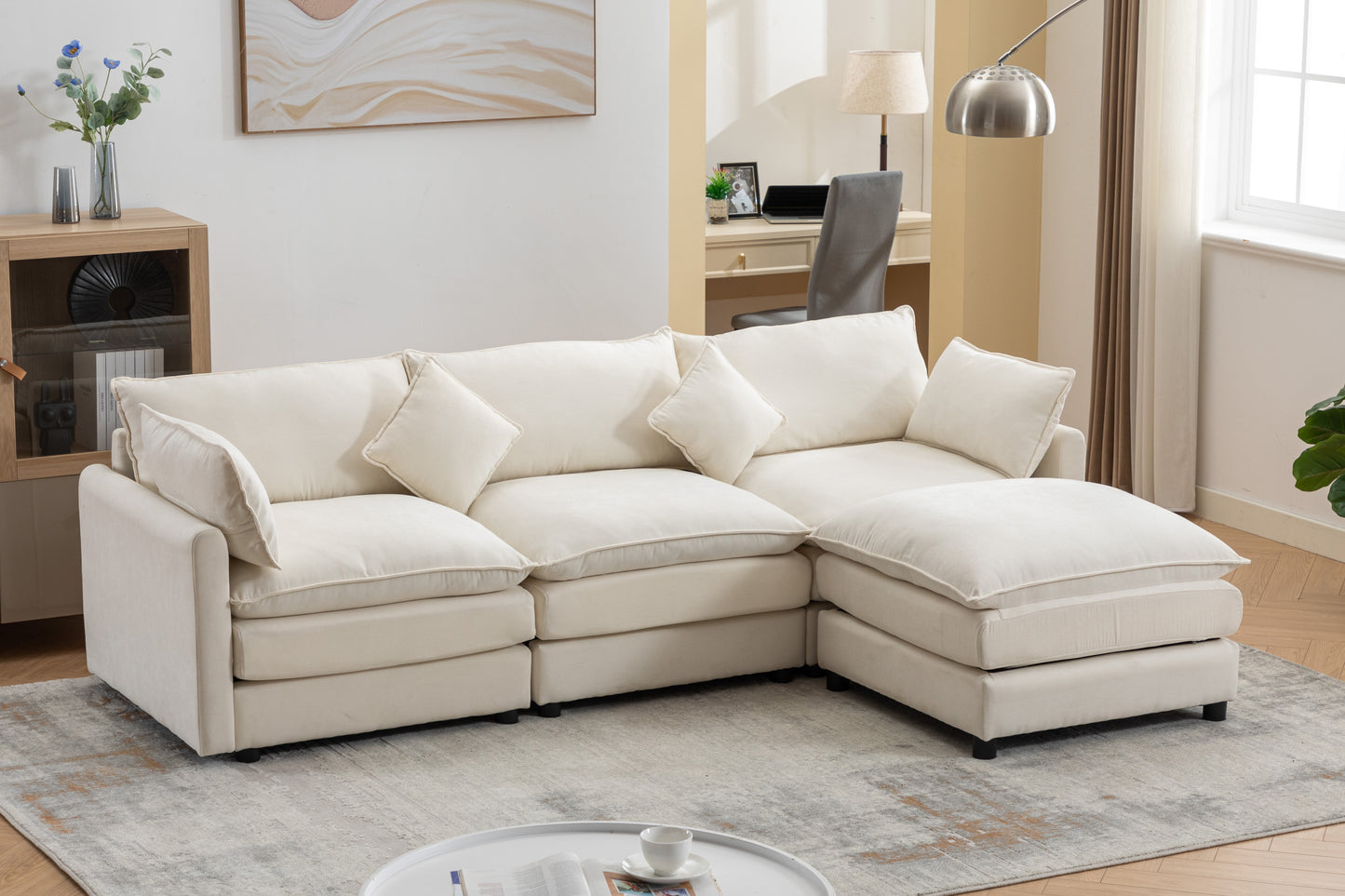 Modern L-Shaped 3-Seater Sofa