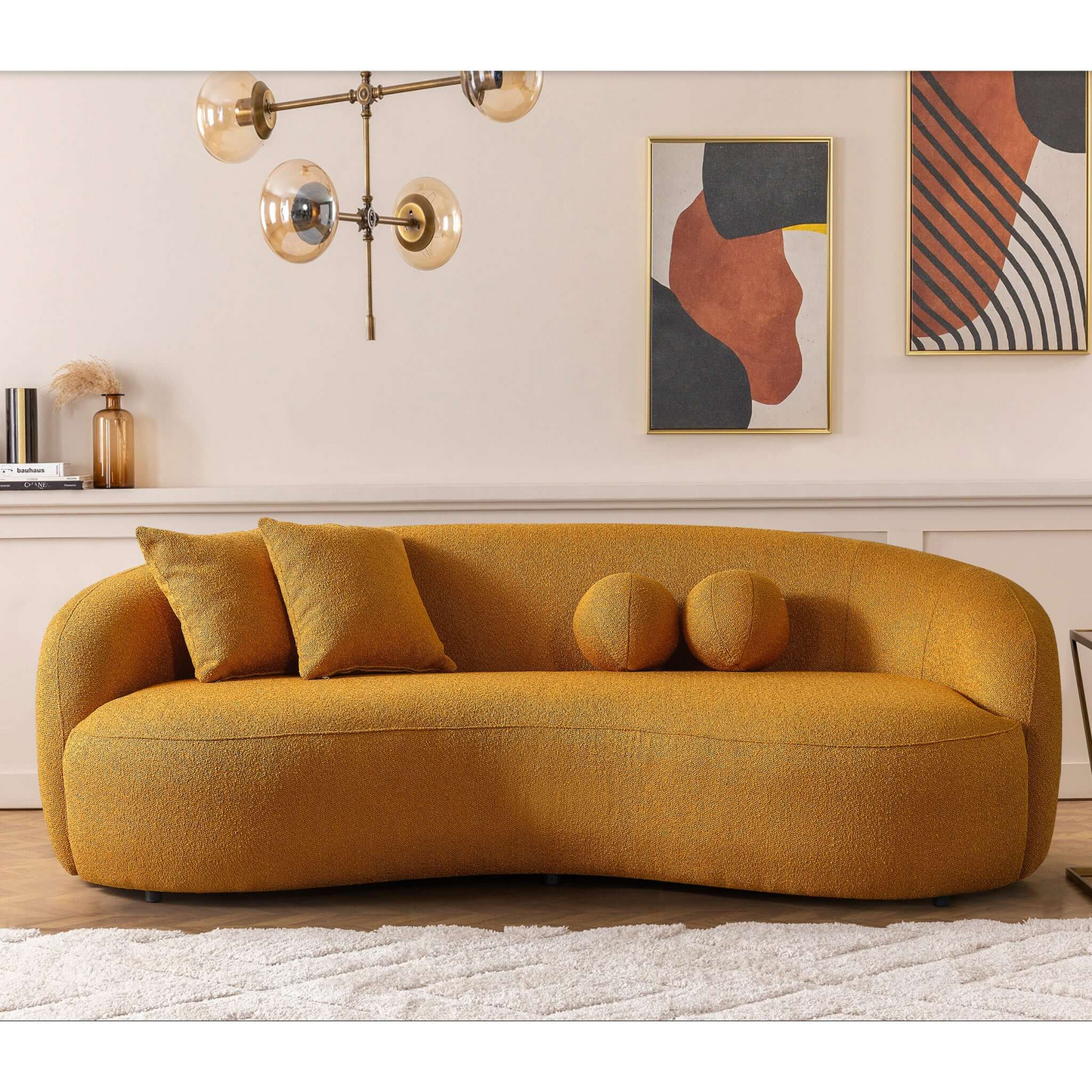 Curved Boucle Sofa