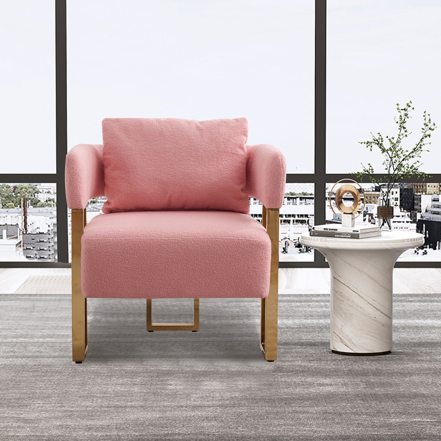 Bouclé Accent Chair, Pink