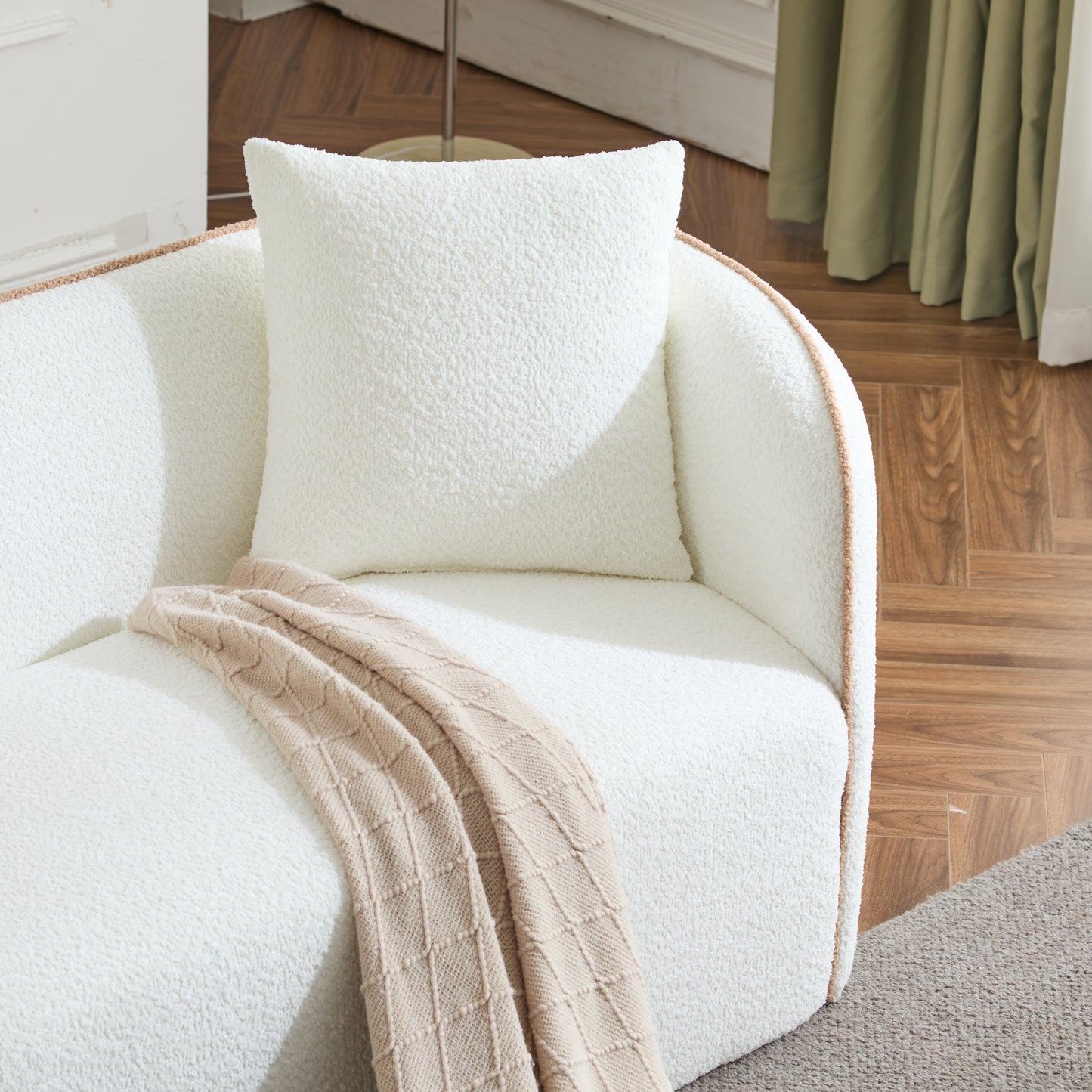 Modern Boucle Curved Sofa