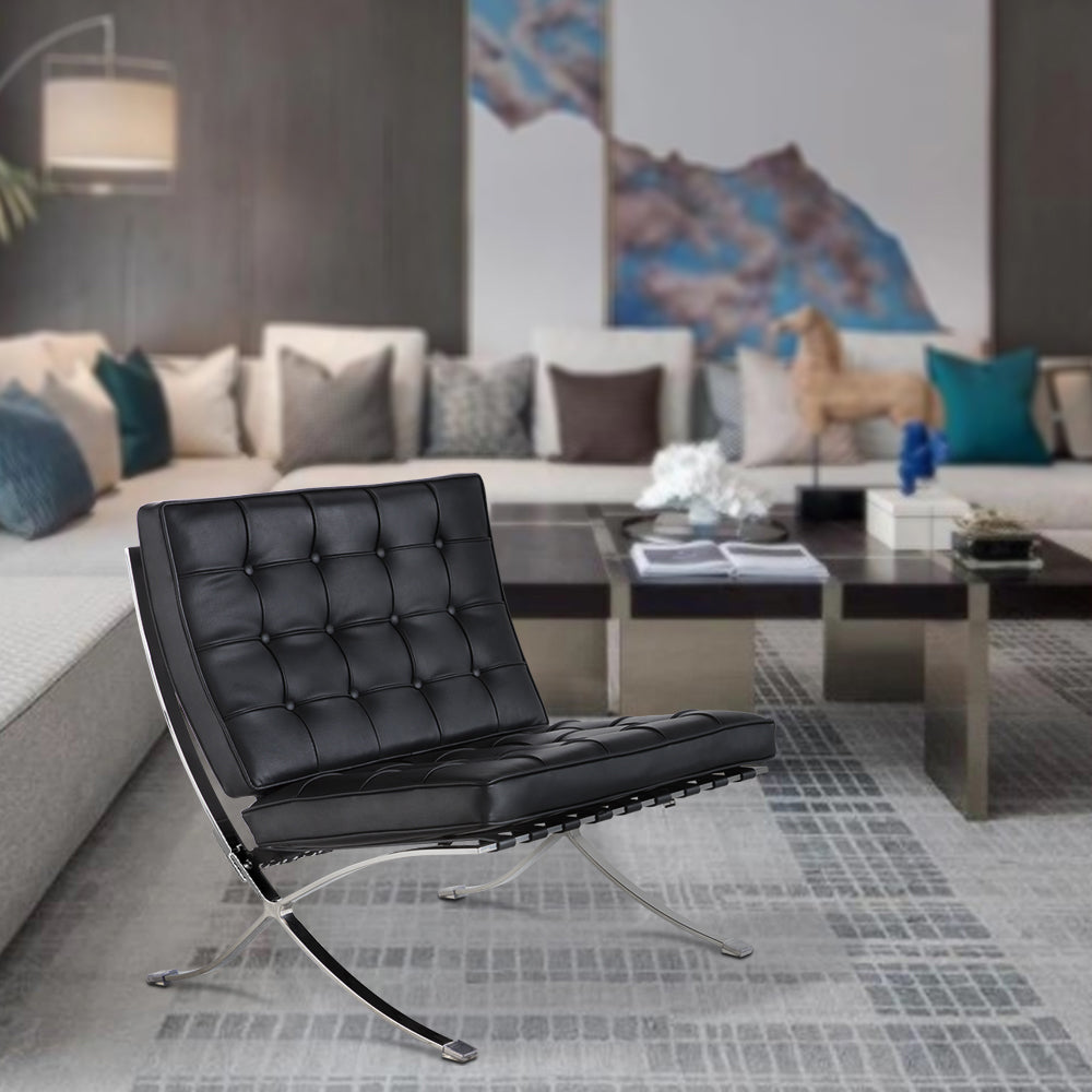 Mid-Century Foldable Lounge Chair, Black