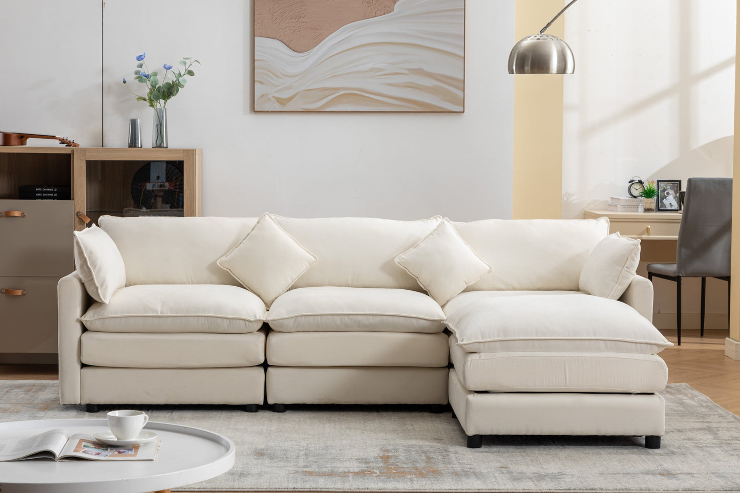Modern L-Shaped 3-Seater Sofa