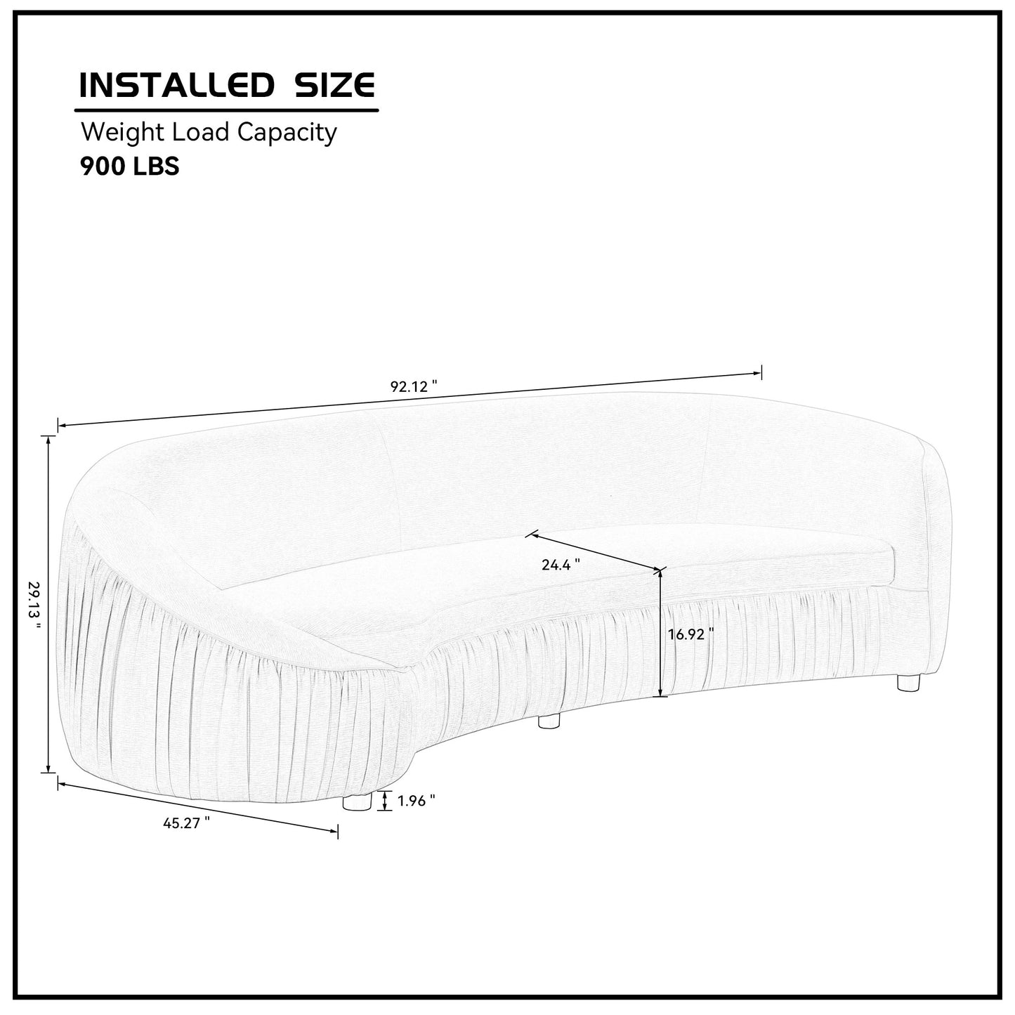 92.13 Inch Upholstered Fabric 4-Seat Sofa, Green