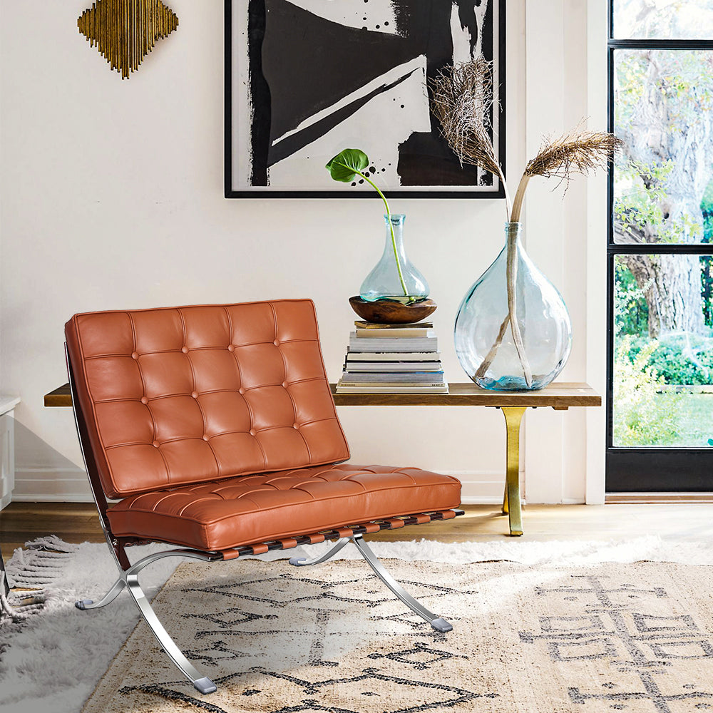 Mid-Century Foldable Lounge Chair, Brown