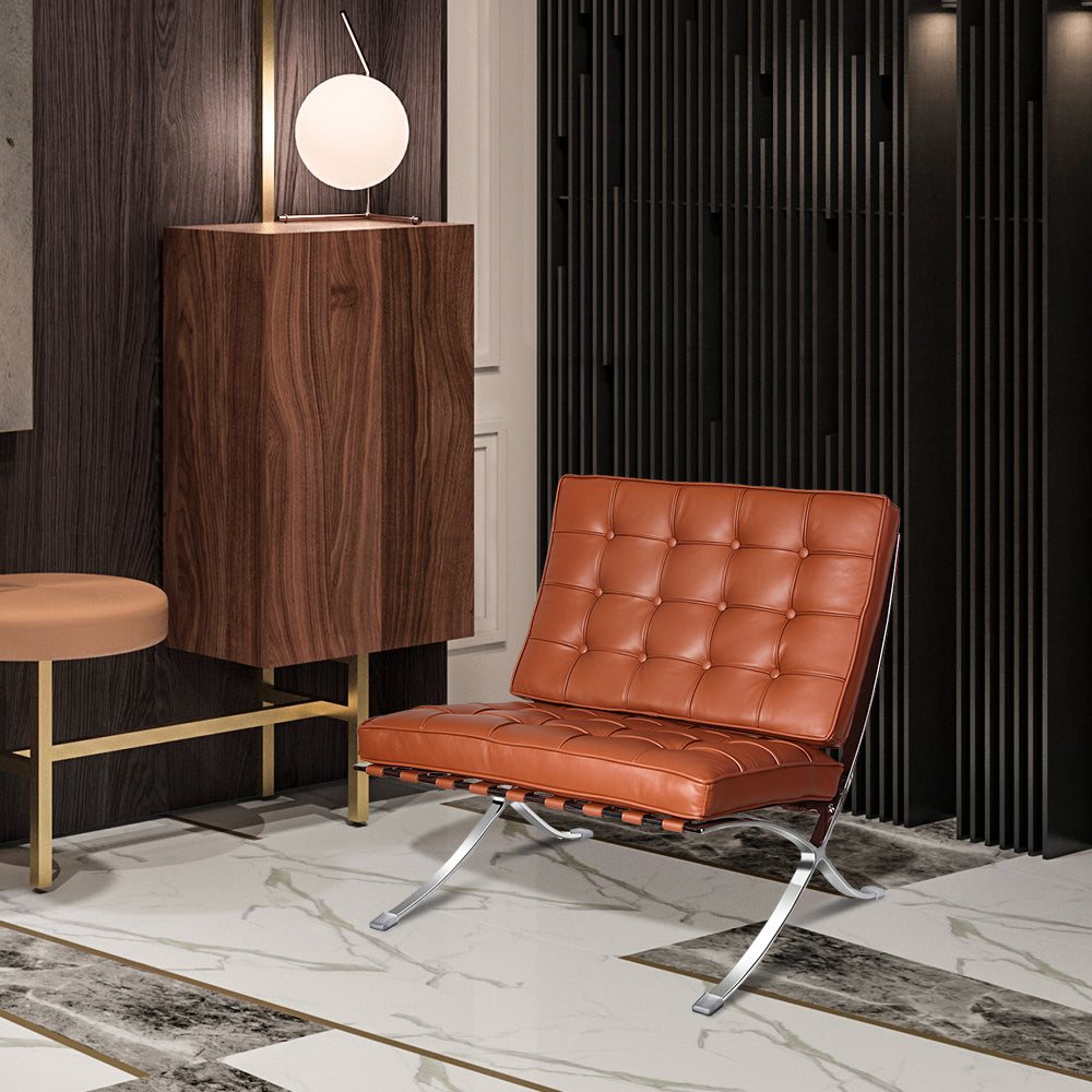 Mid-Century Foldable Lounge Chair, Brown