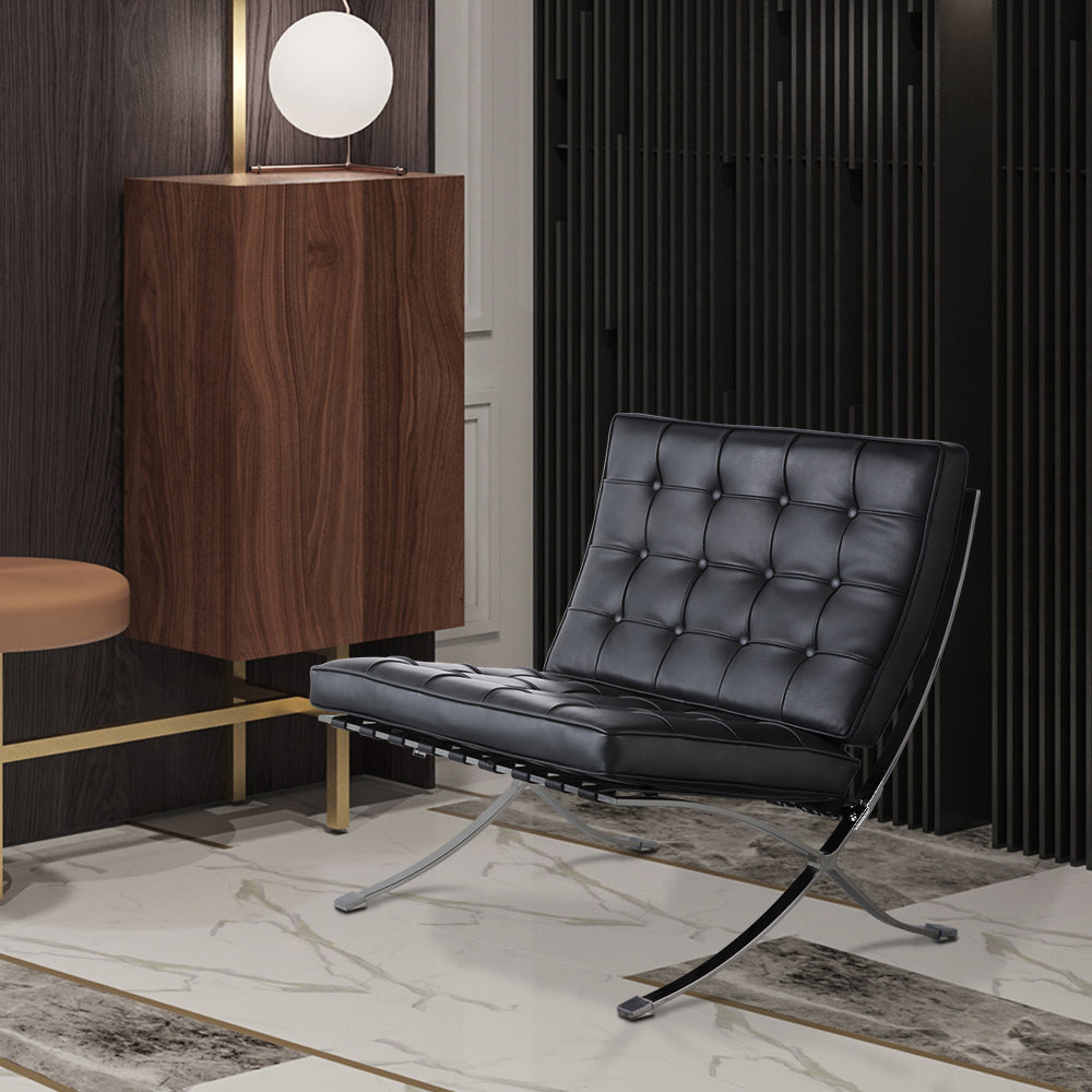 Mid-Century Foldable Lounge Chair, Black