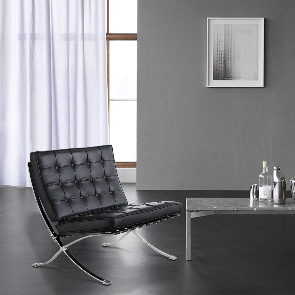 Mid-Century Foldable Lounge Chair, Black