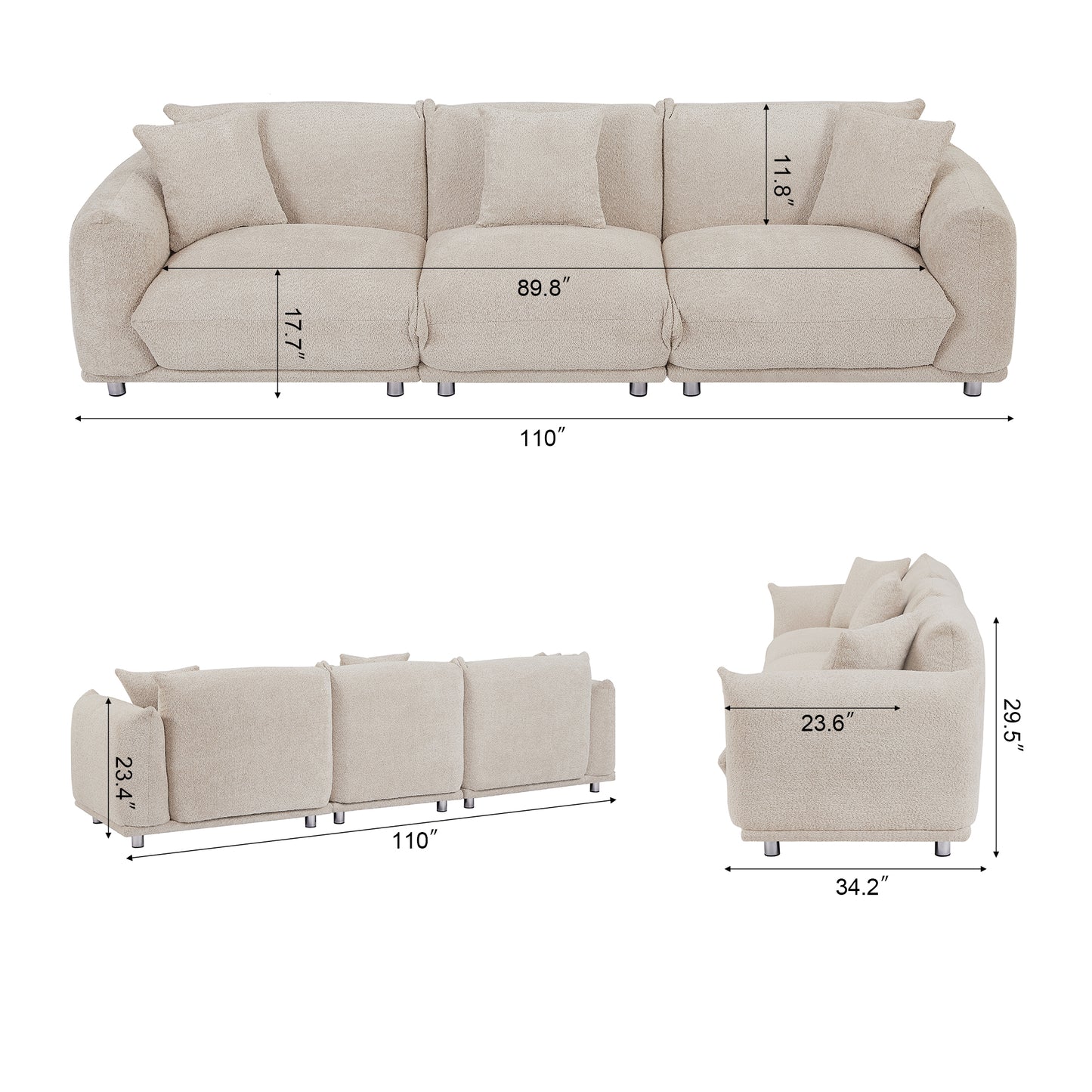 Camel Lambswool Sherpa 4 Seater Sofa