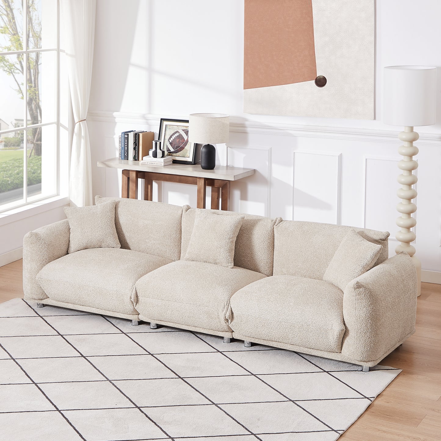 Camel Lambswool Sherpa 4 Seater Sofa