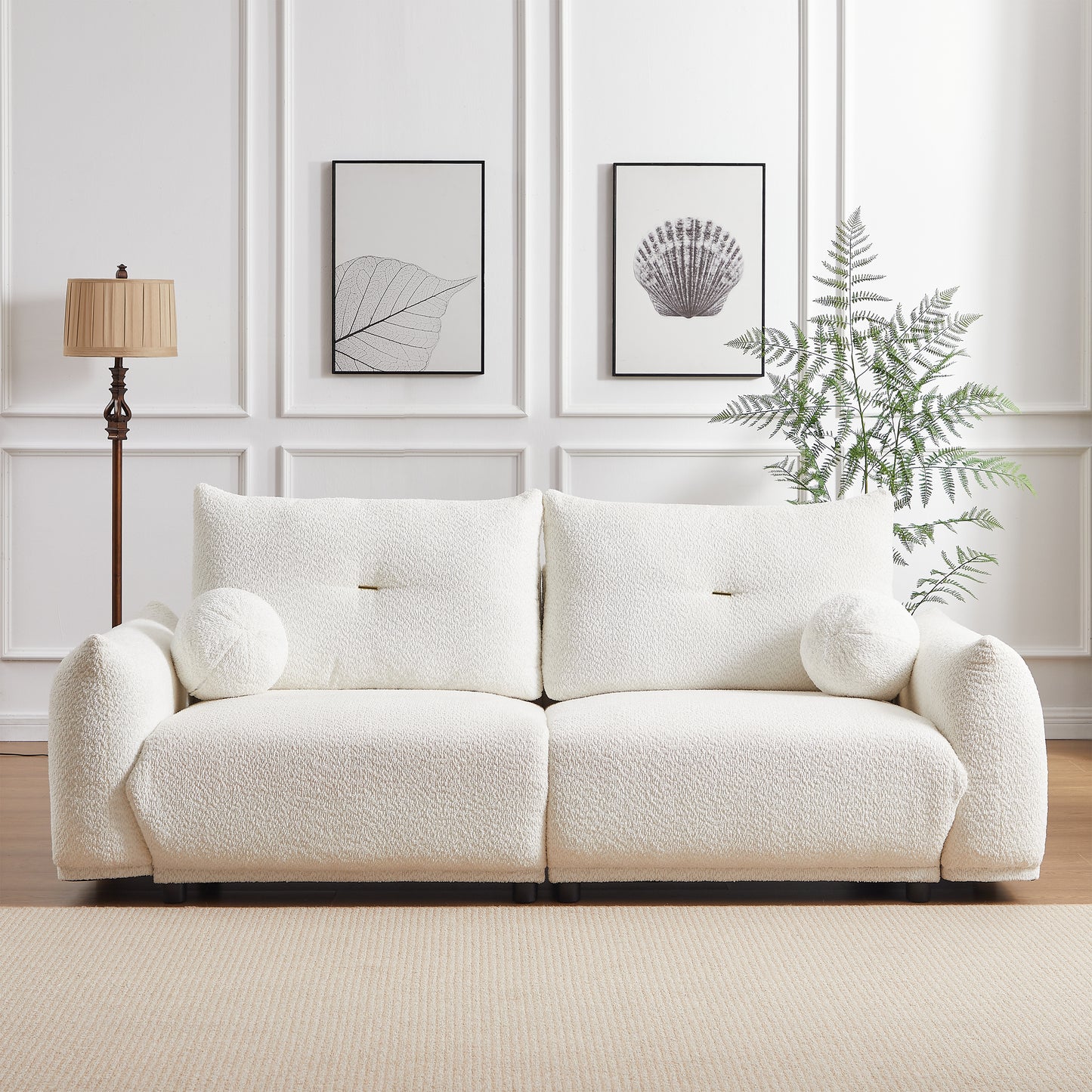 90" Wool 2-Seater Cushion Sofa