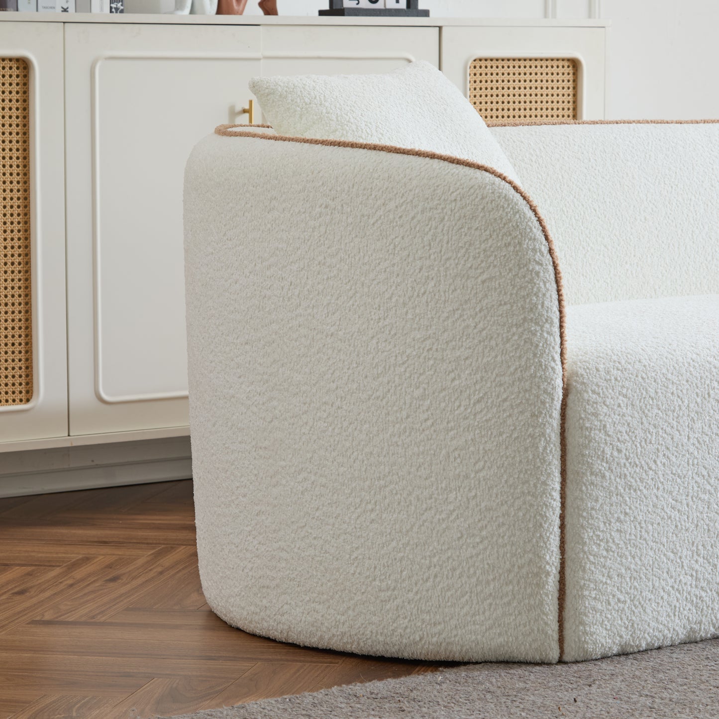 Modern Boucle Curved Sofa