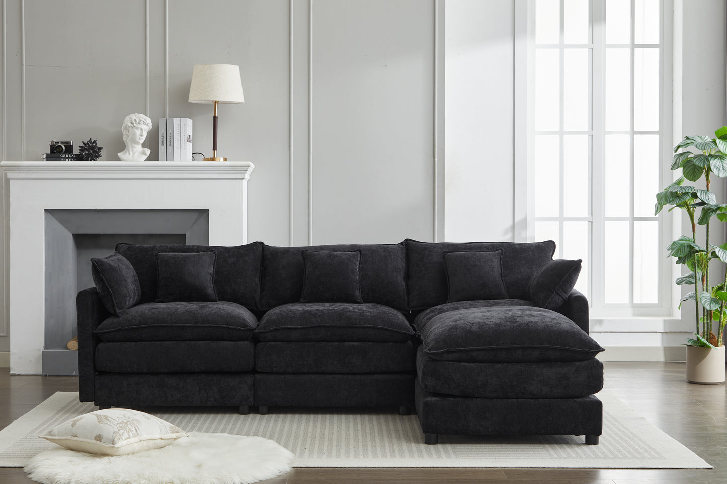 Modern L-Shaped 3-Seater Sofa