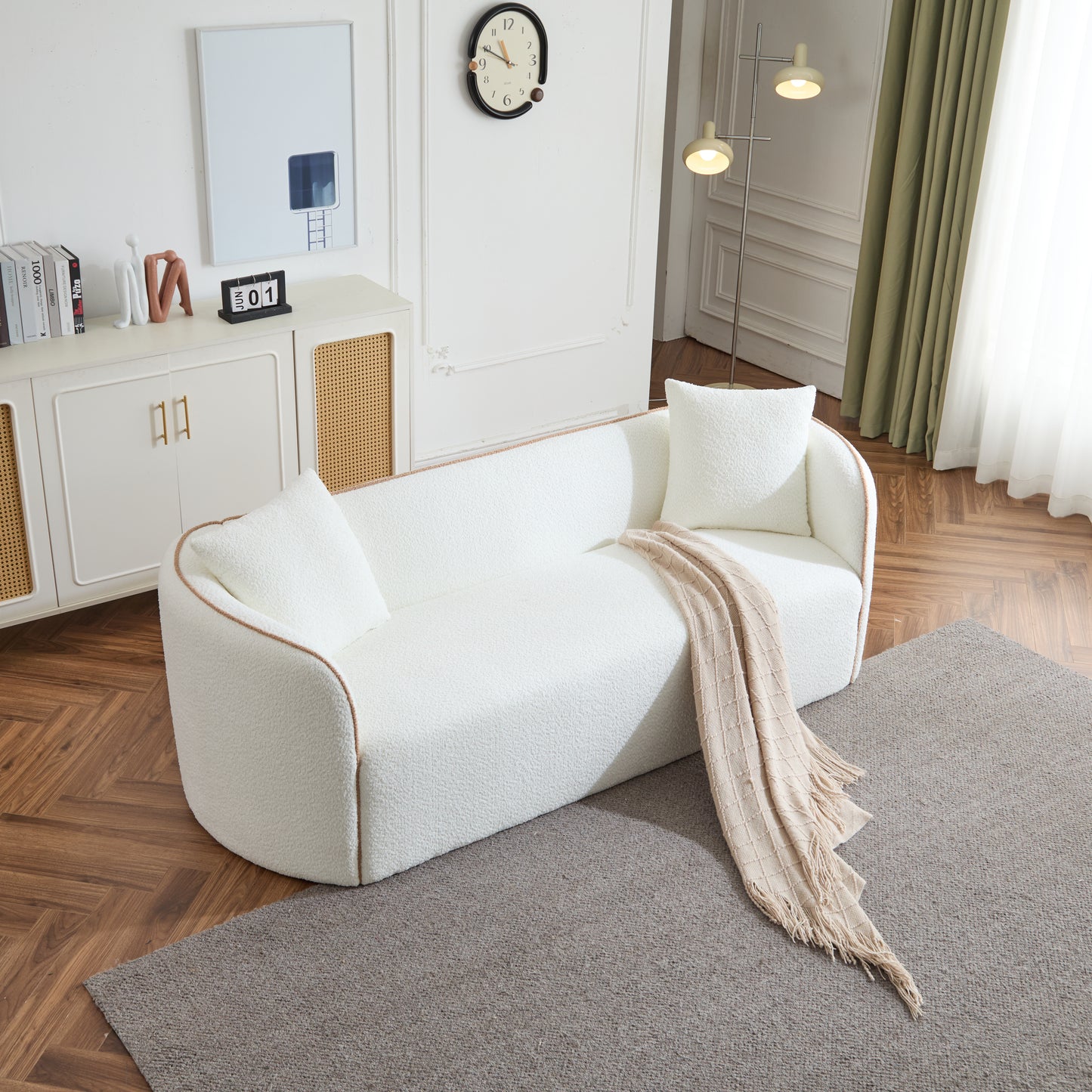 Modern Boucle Curved Sofa