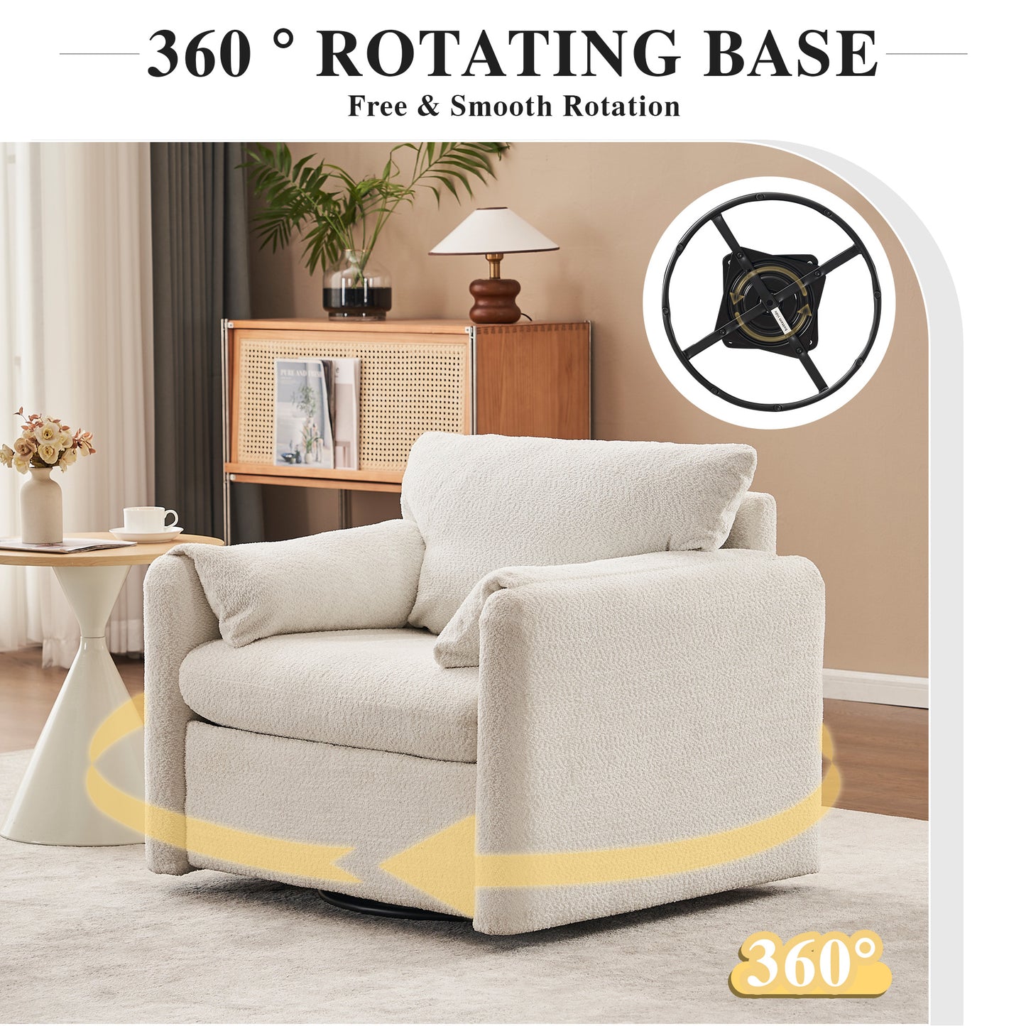 Modern Chenille Swivel Chair