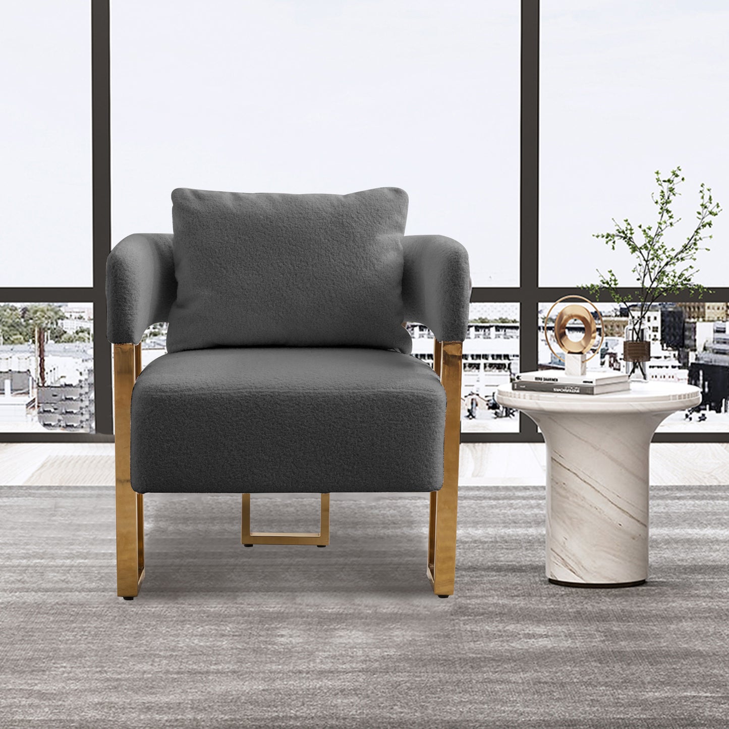 Bouclé Accent Chair, Grey