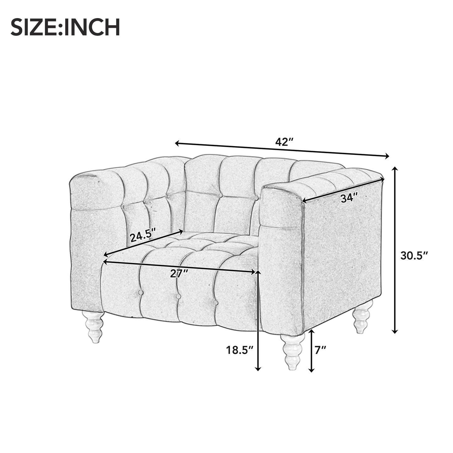 Single Seat Dutch Fluff Upholstered Sofa