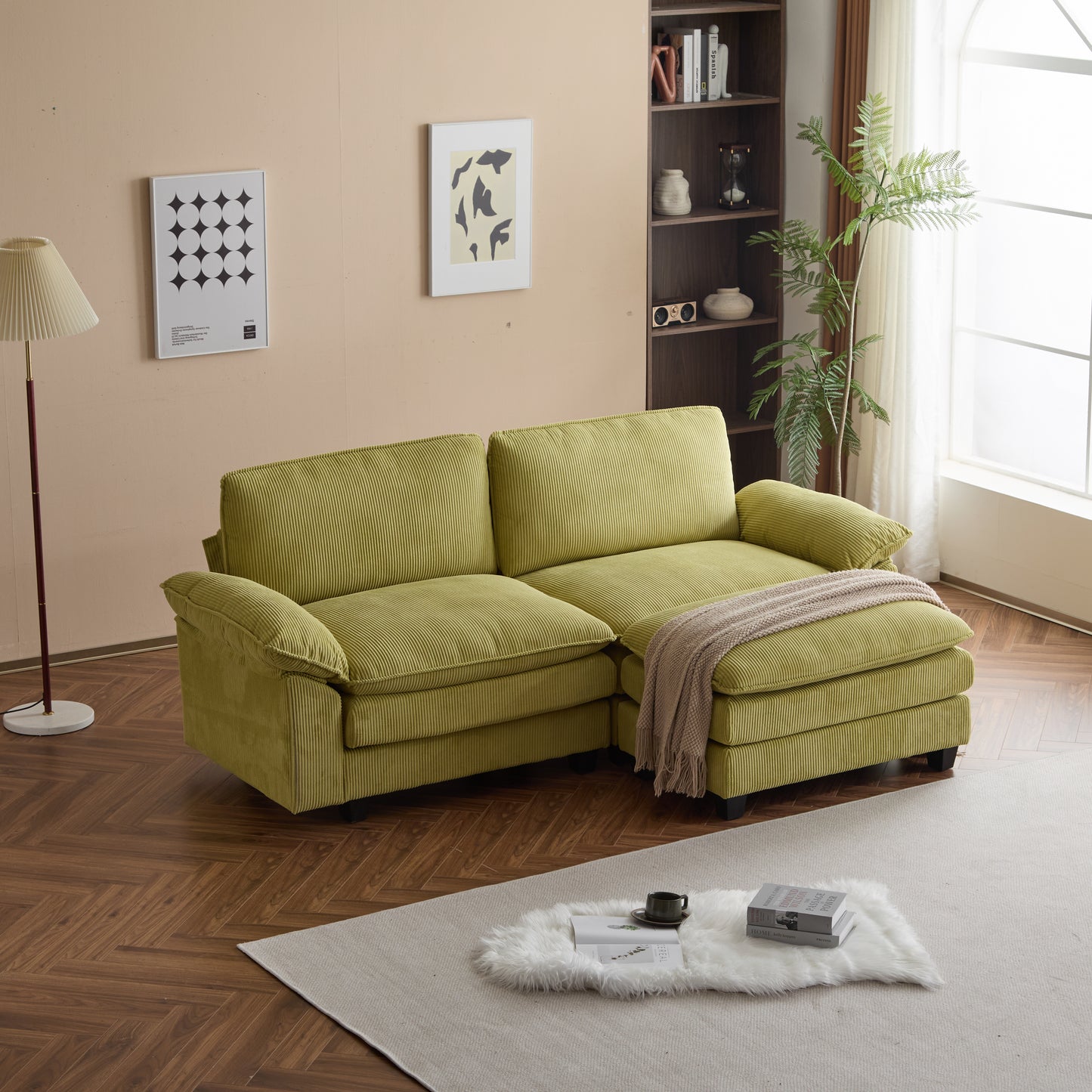 Modular Sectional Sofa with Movable Ottoman