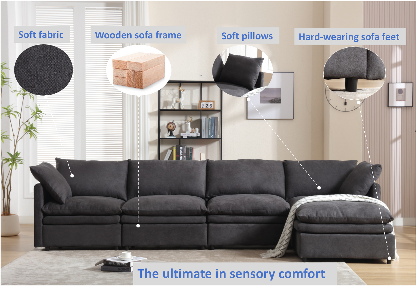 Versatile U-Shaped Modular Sofa