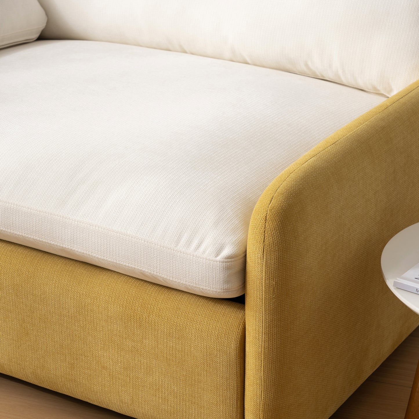 Oversized Chenille Single Sofa Chair, Yellow