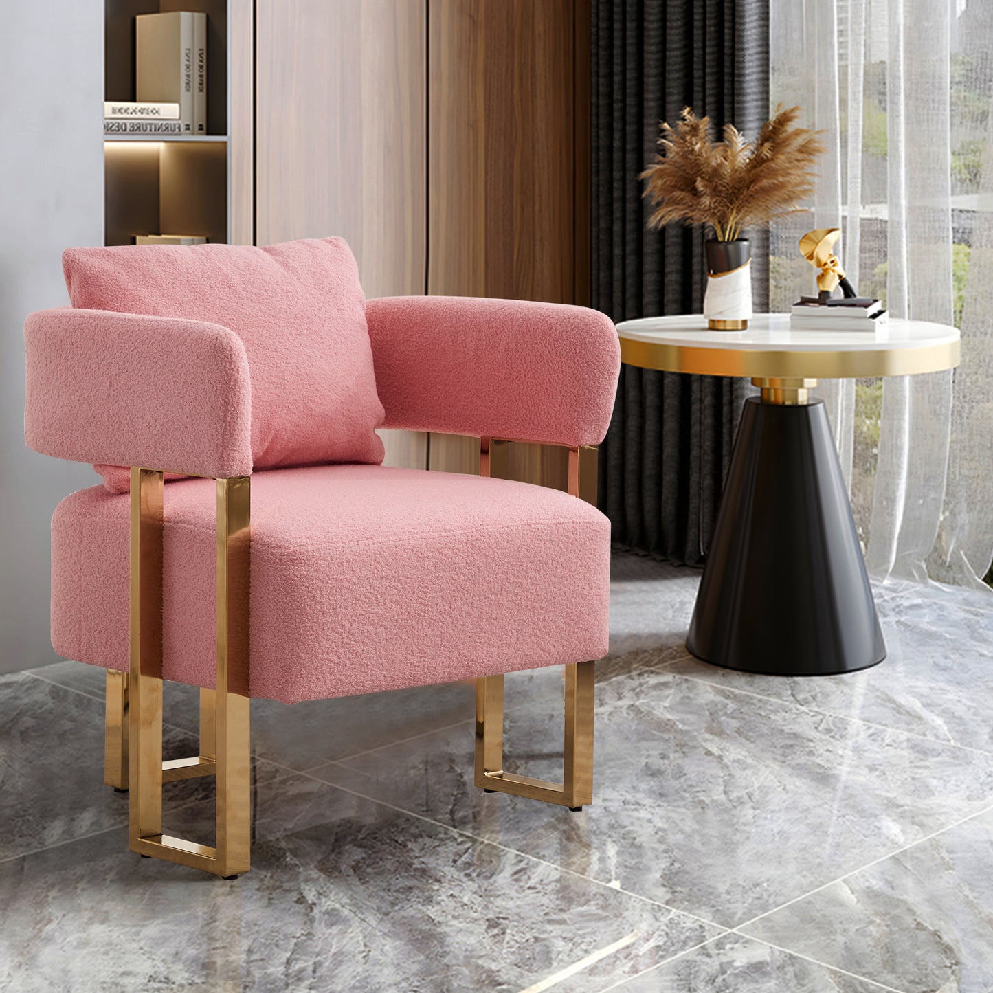 Bouclé Accent Chair, Pink