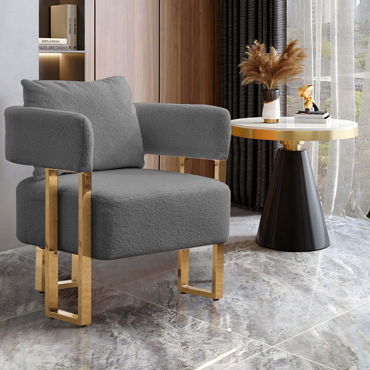 Bouclé Accent Chair, Grey