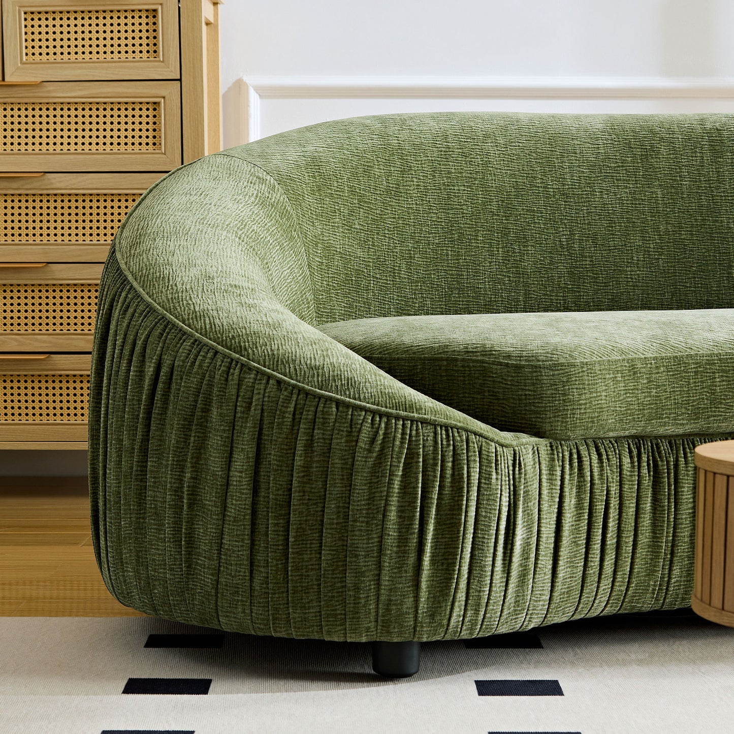 92.13 Inch Upholstered Fabric 4-Seat Sofa, Green