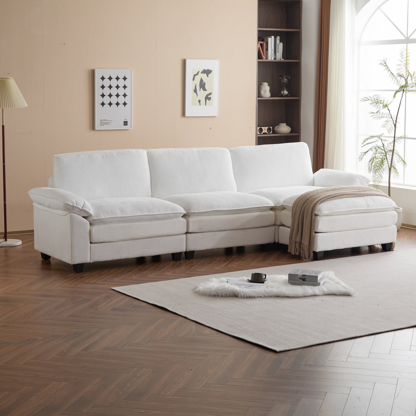 Modular Sectional Sofa with Movable Ottoman