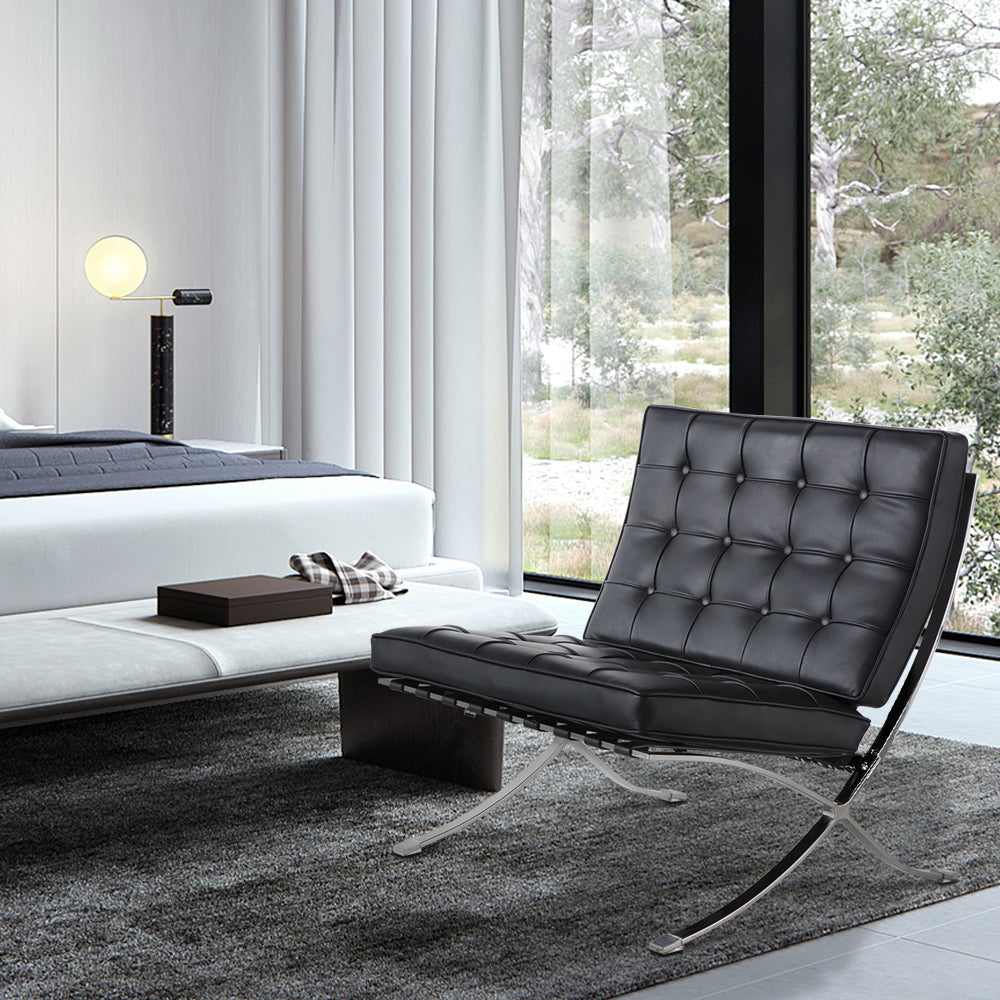 Mid-Century Foldable Lounge Chair, Black