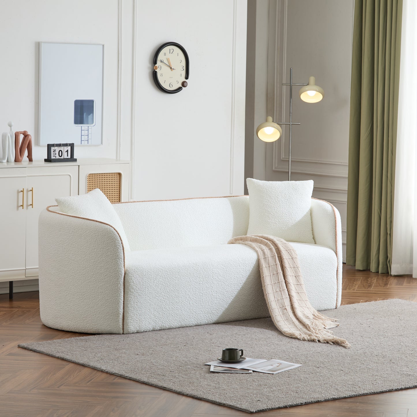 Modern Boucle Curved Sofa