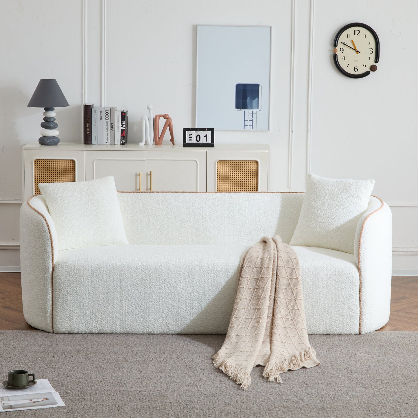 Modern Boucle Curved Sofa