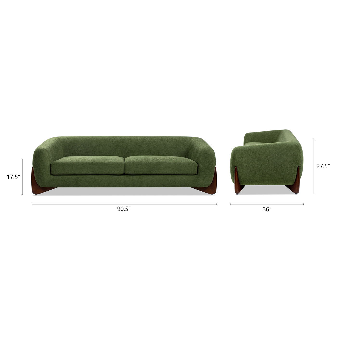 Alpine 90.5" Moss Green Fleeced Teddy Sofa