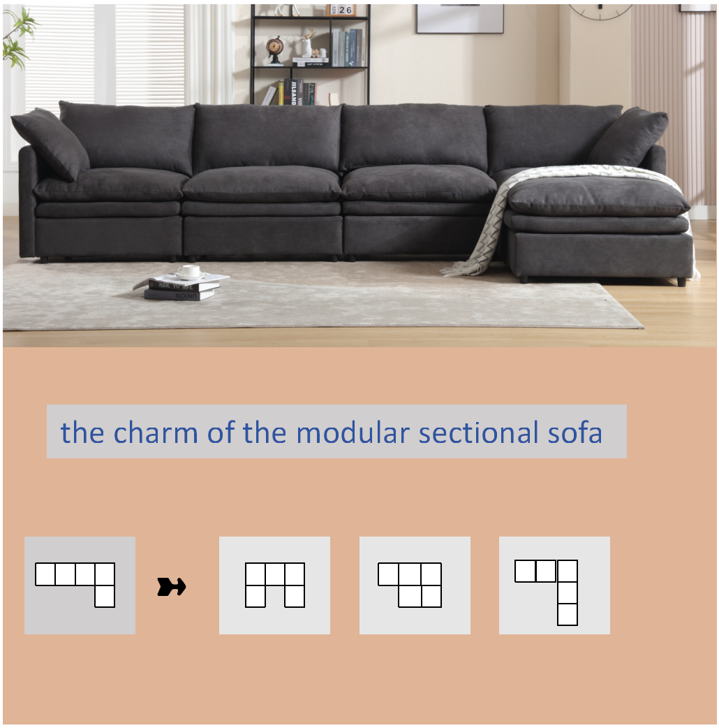 Versatile U-Shaped Modular Sofa