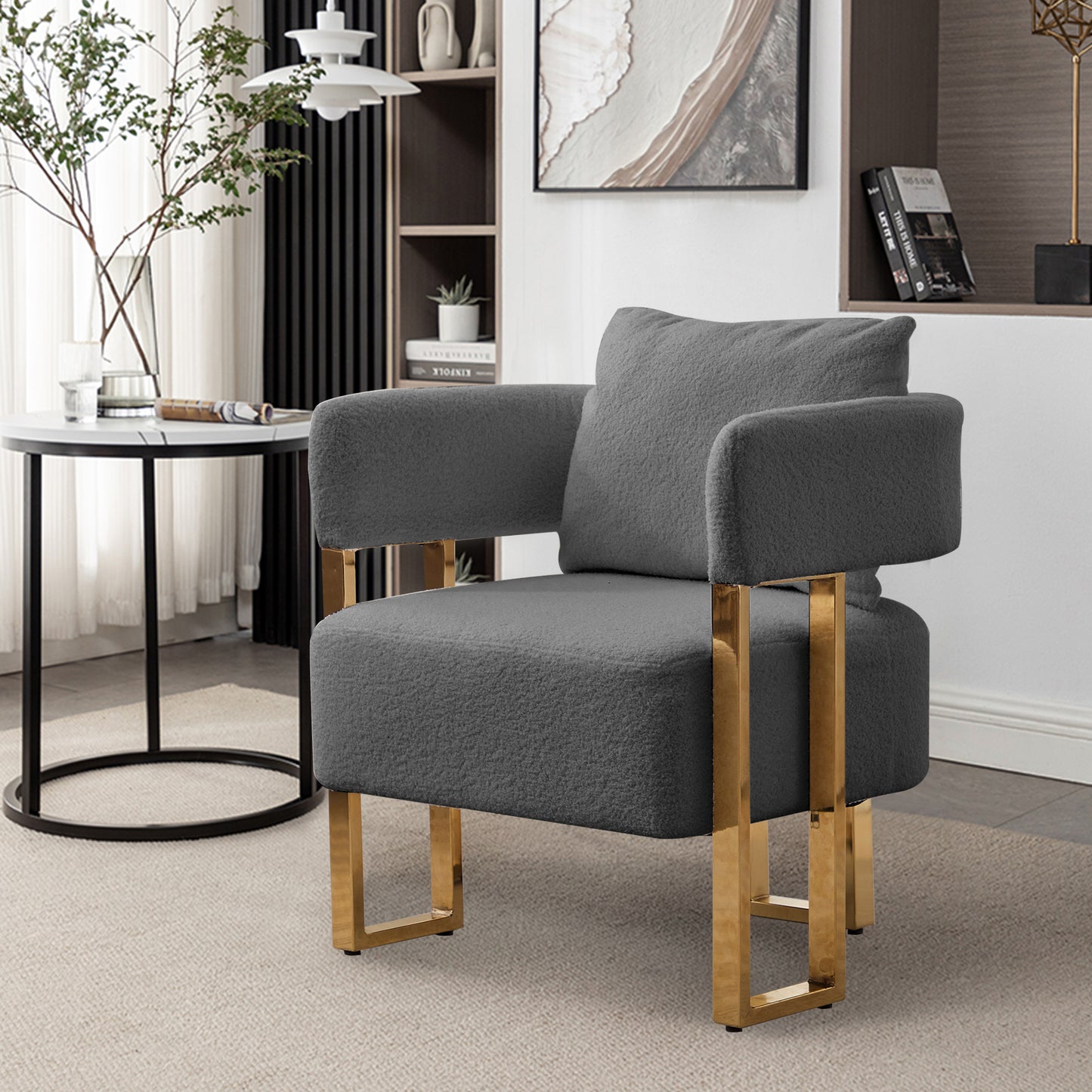 Bouclé Accent Chair, Grey