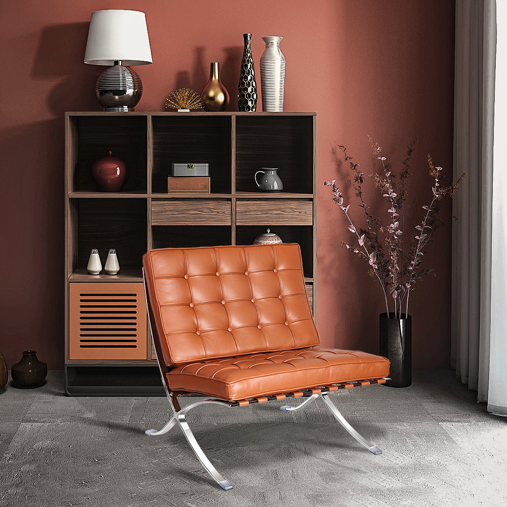 Mid-Century Foldable Lounge Chair, Brown