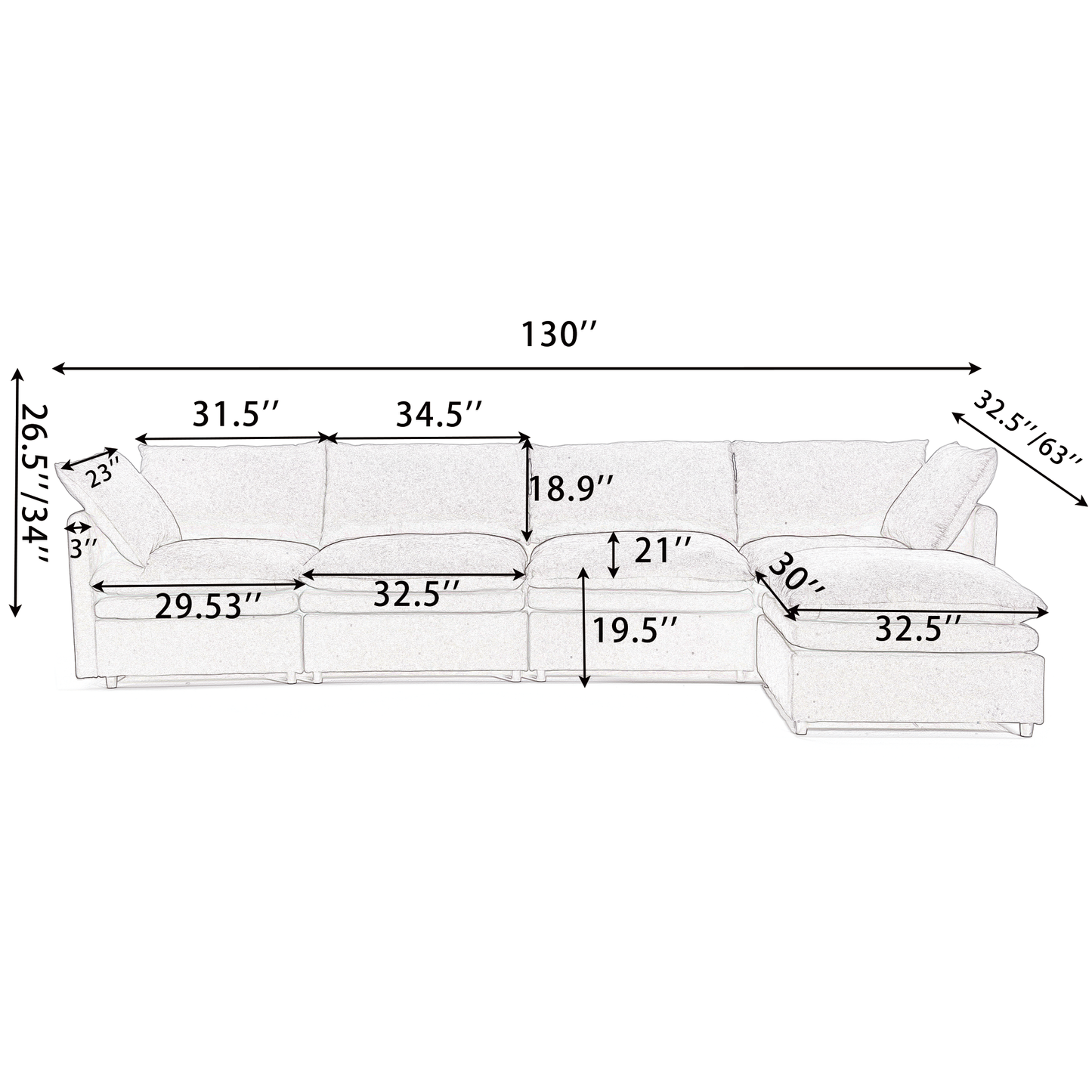 Versatile U-Shaped Modular Sofa