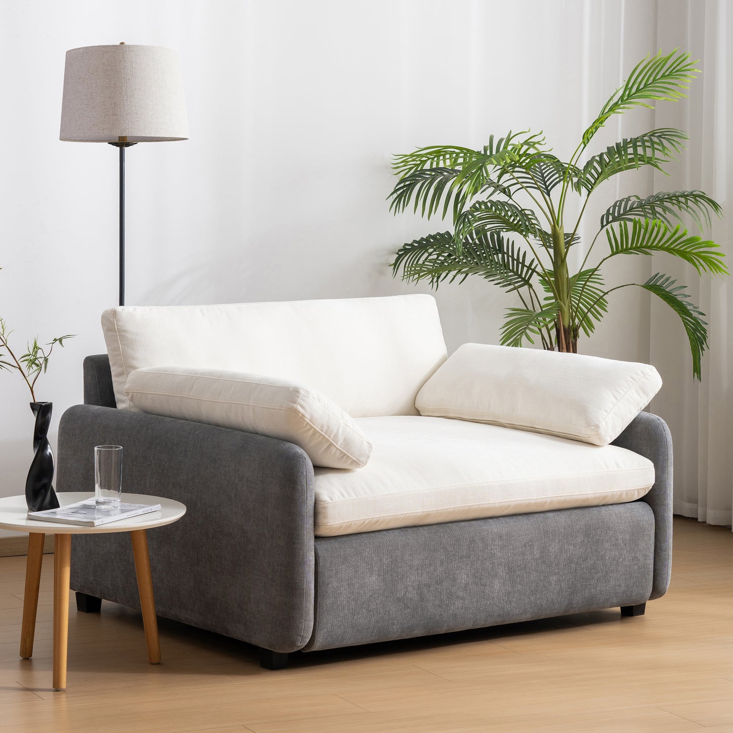 Oversized Chenille Single Sofa Chair, Grey