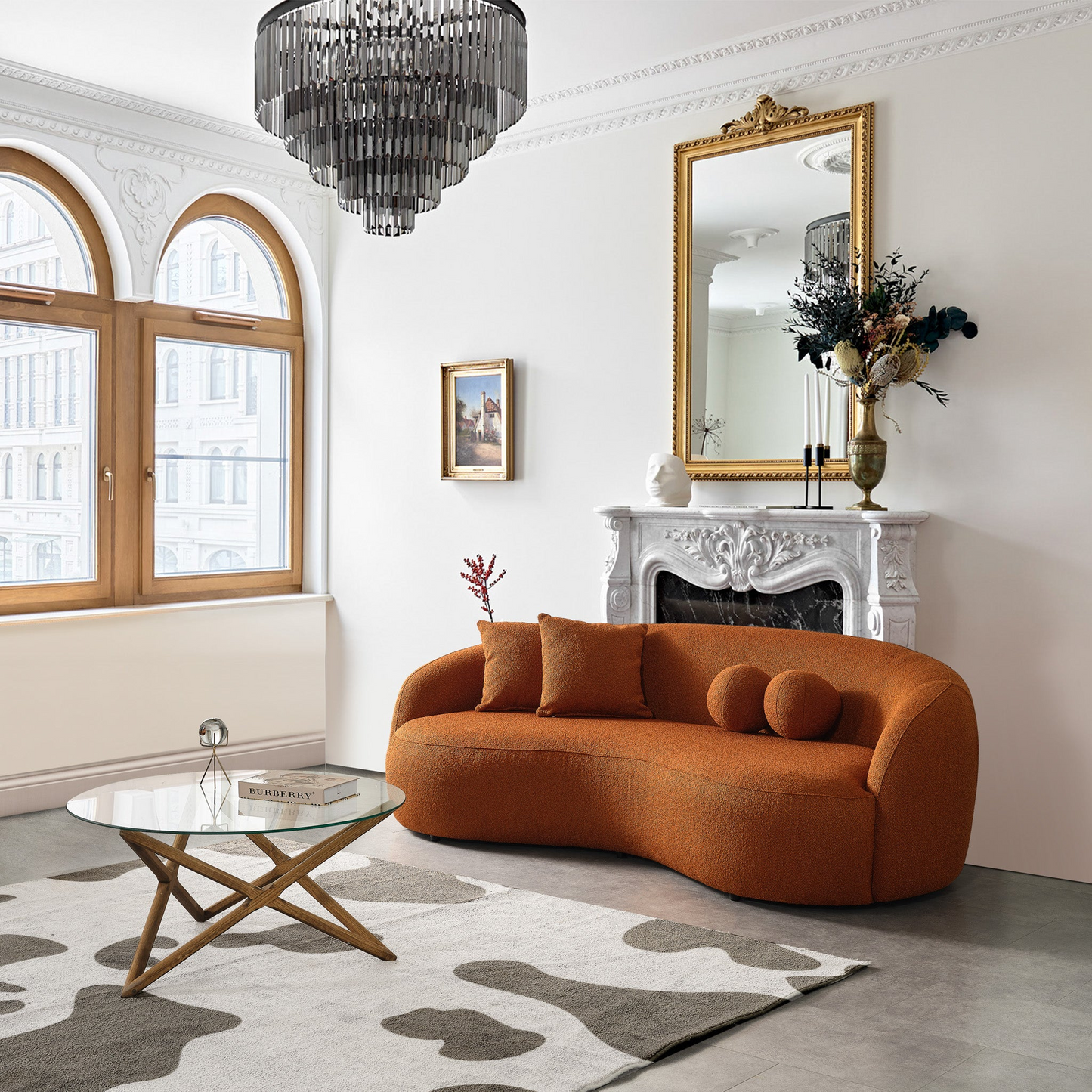 Curved Boucle Sofa