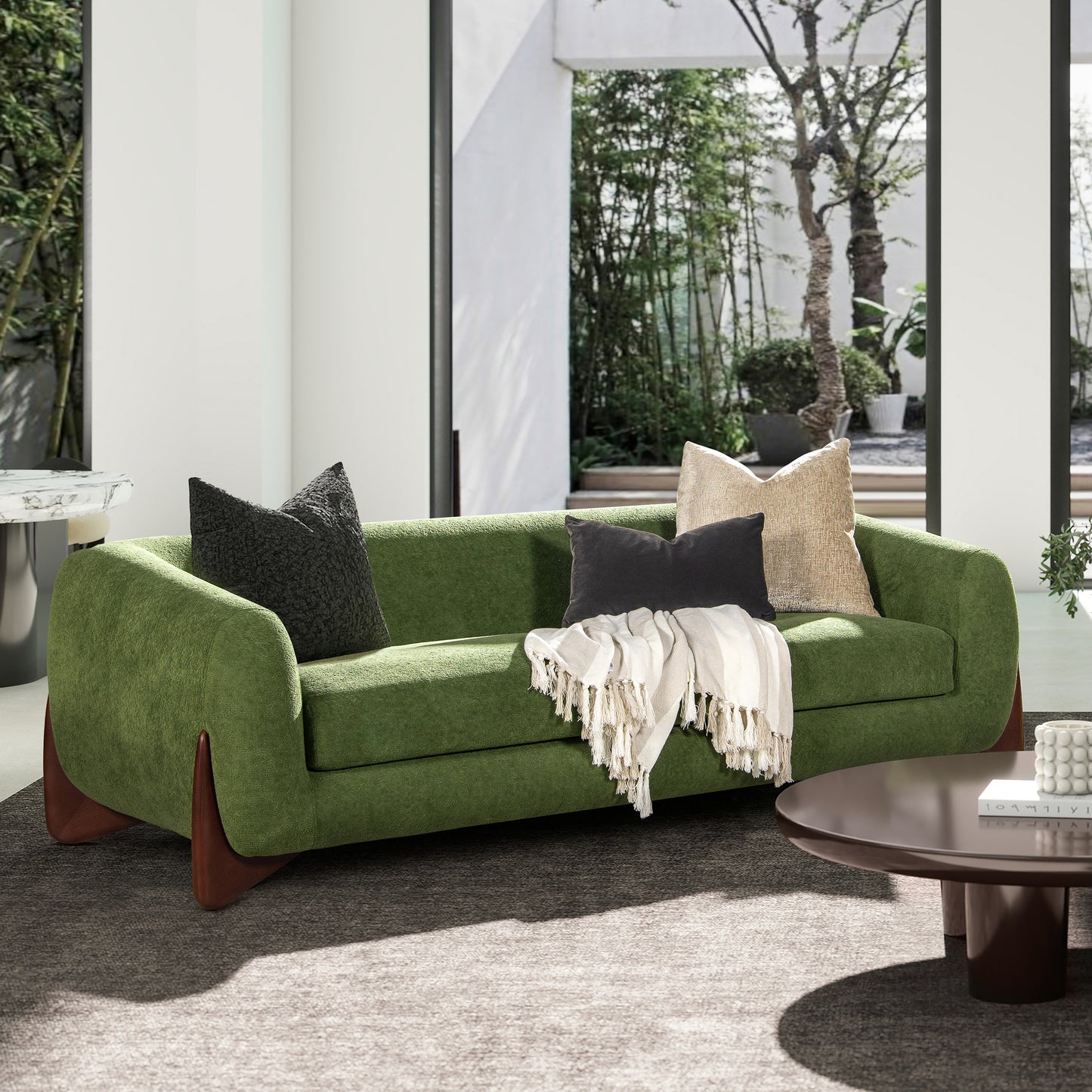 Alpine 90.5" Moss Green Fleeced Teddy Sofa