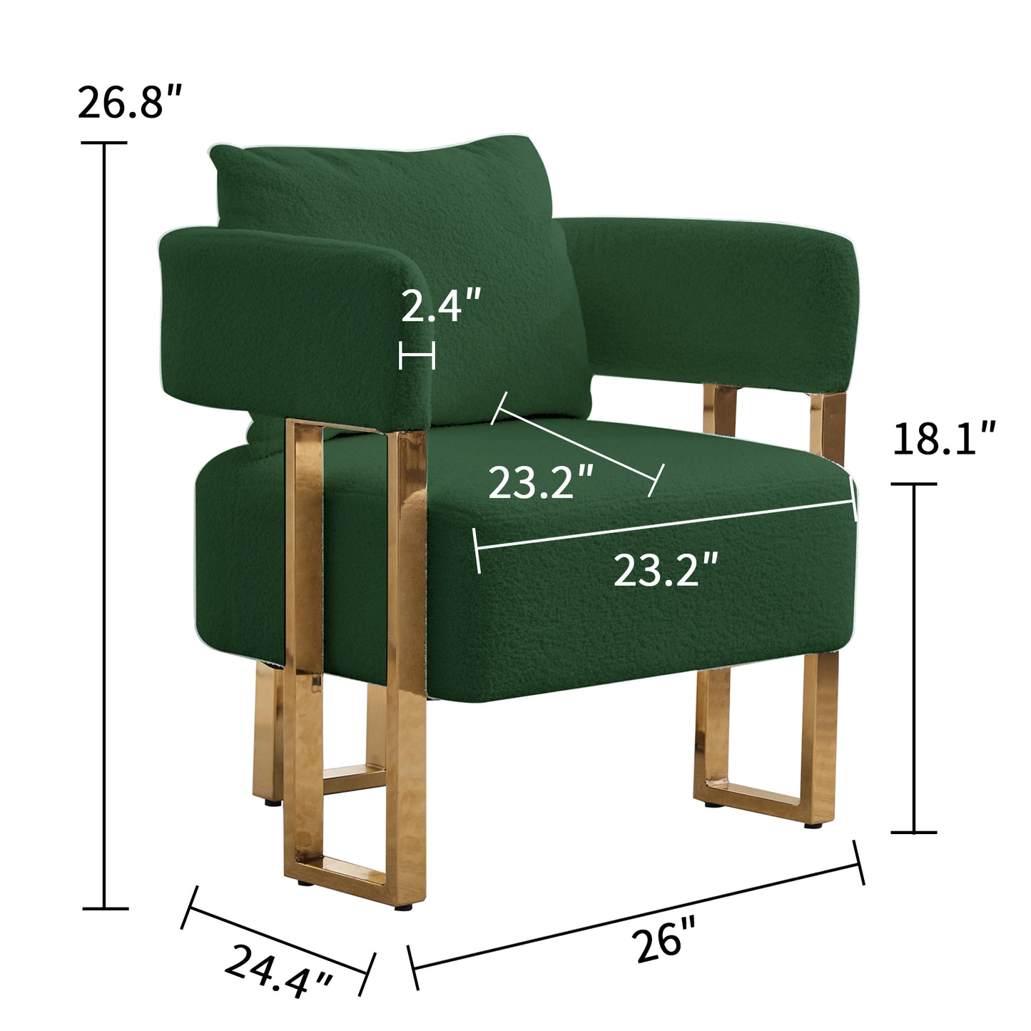 Bouclé Accent Chair, Green