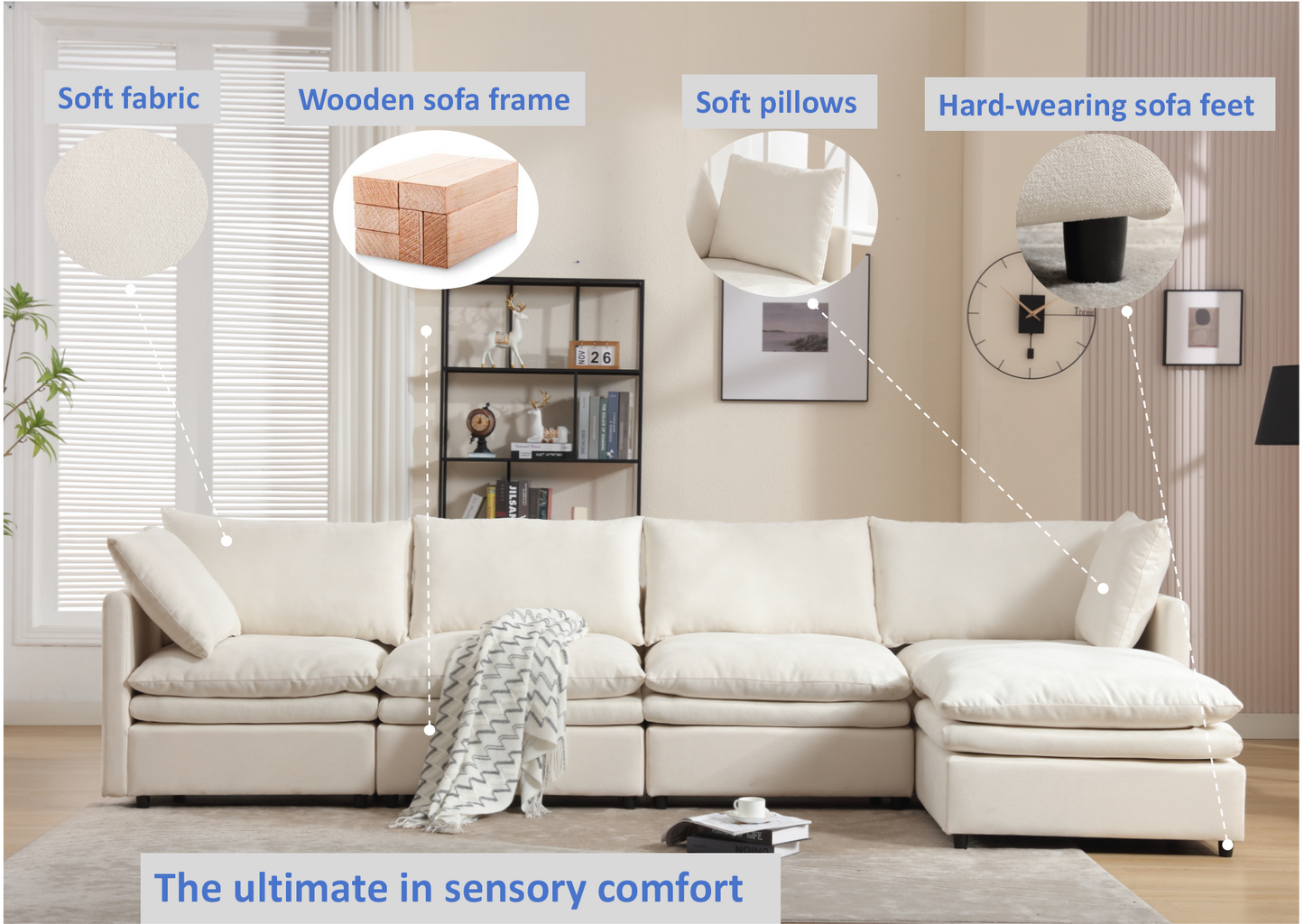 Versatile U-Shaped Modular Sofa