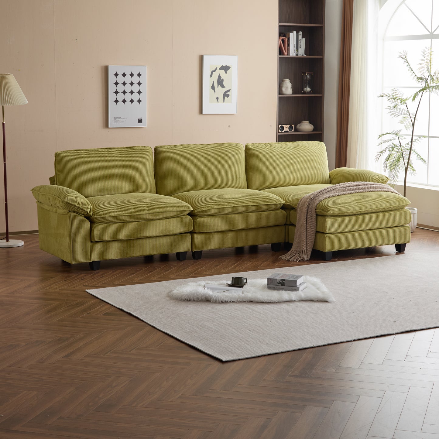 Modular Sectional Sofa with Movable Ottoman