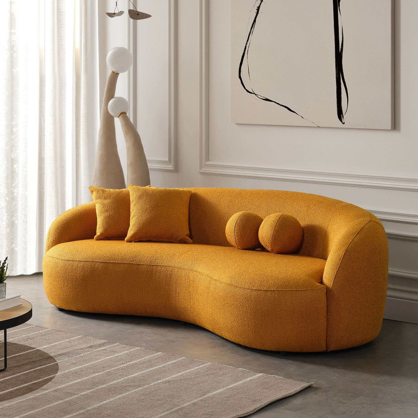 Curved Boucle Sofa