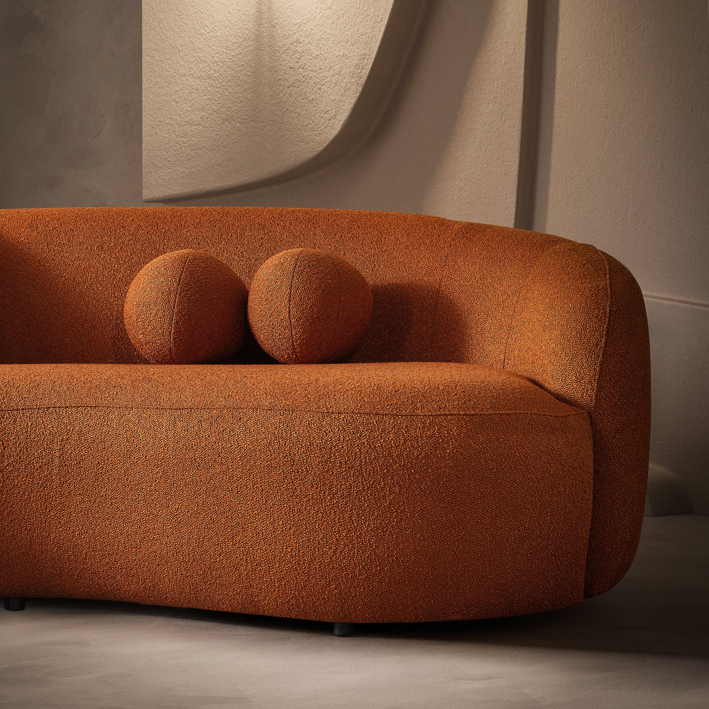 Curved Boucle Sofa
