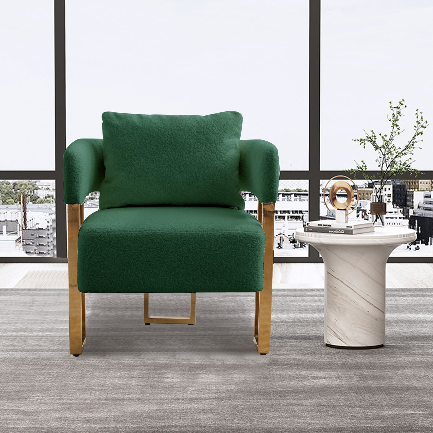 Bouclé Accent Chair, Green