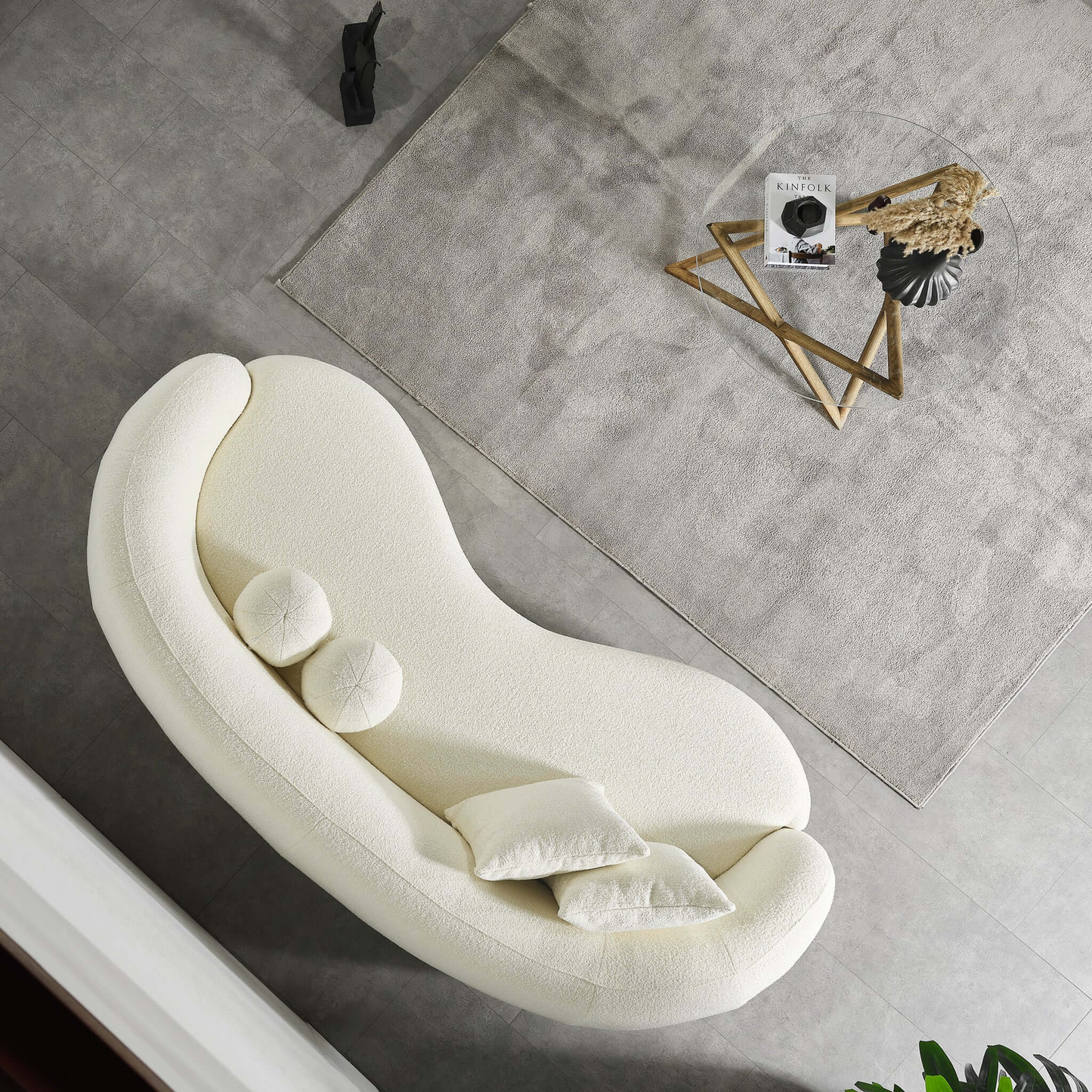 Curved Boucle Sofa
