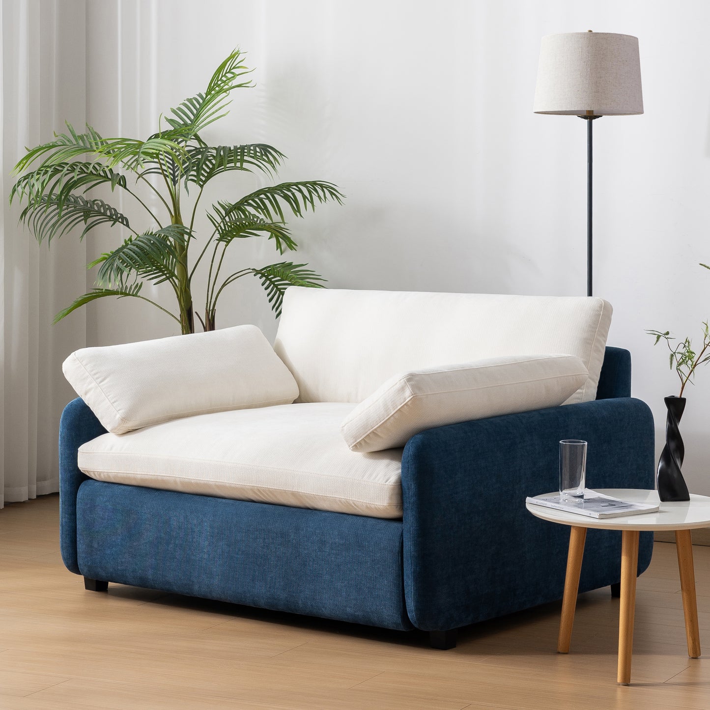 Oversized Chenille Single Sofa Chair, Blue