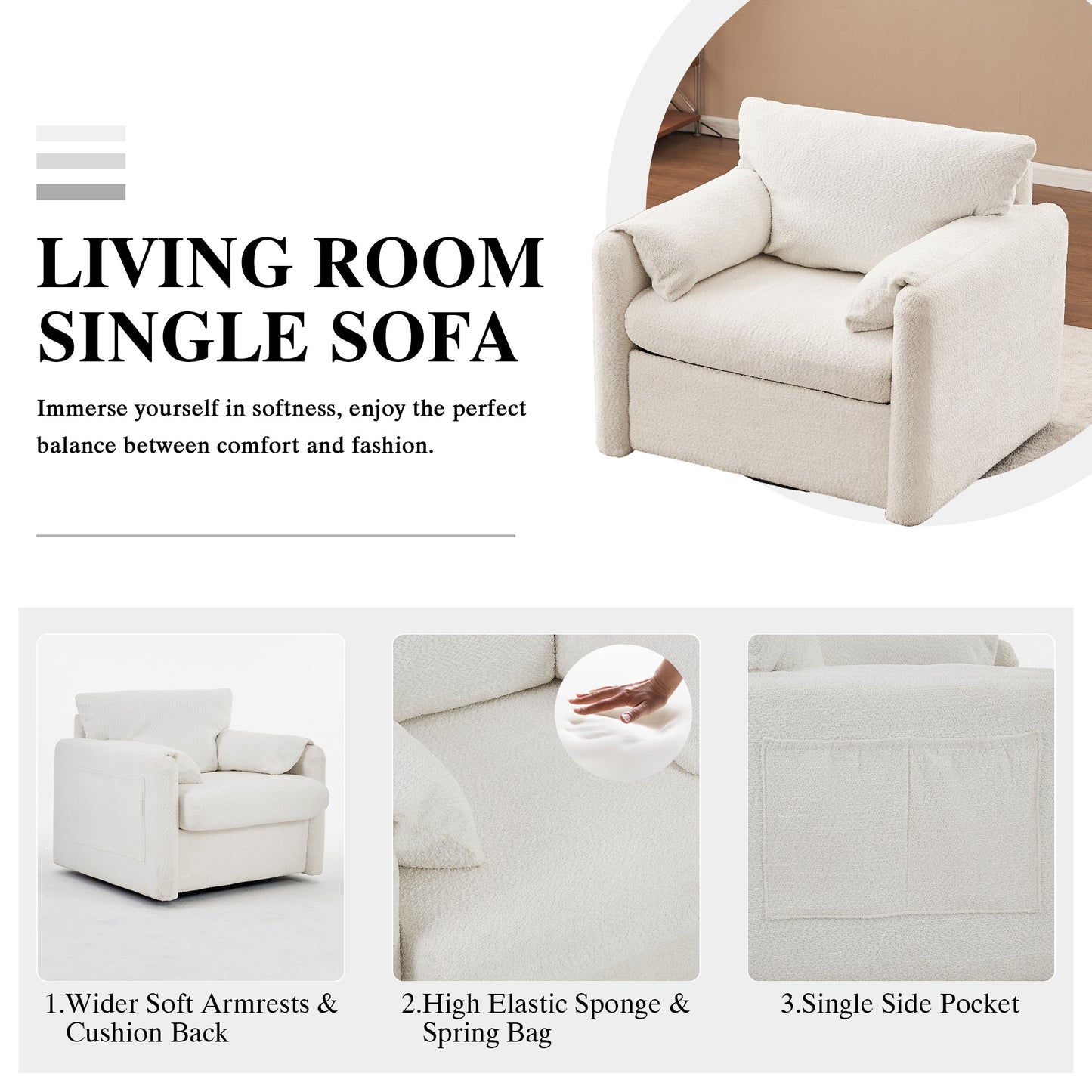 Modern Chenille Swivel Chair