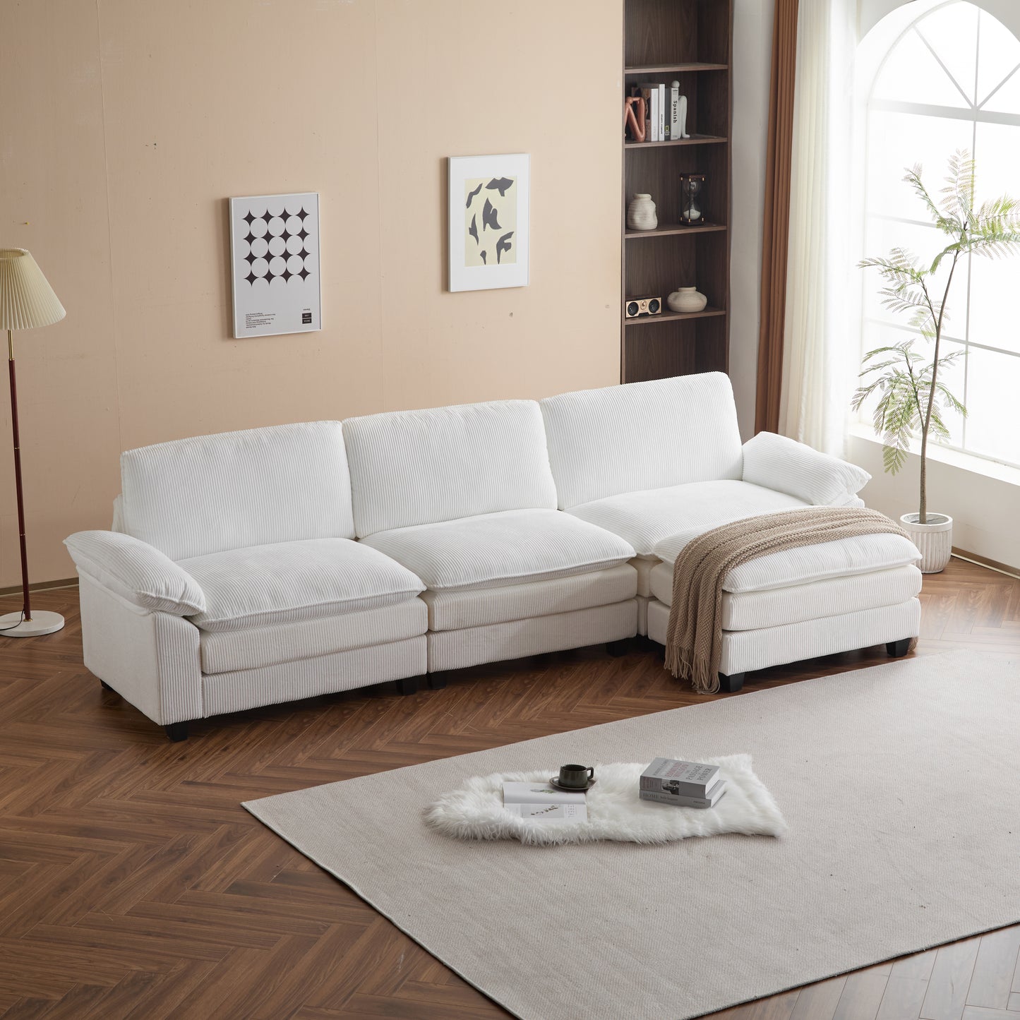 Modular Sectional Sofa with Movable Ottoman