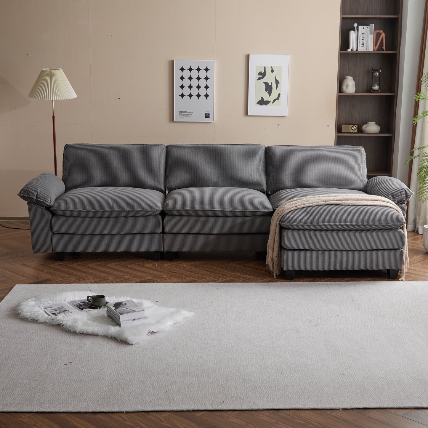 Modular Sectional Sofa with Movable Ottoman