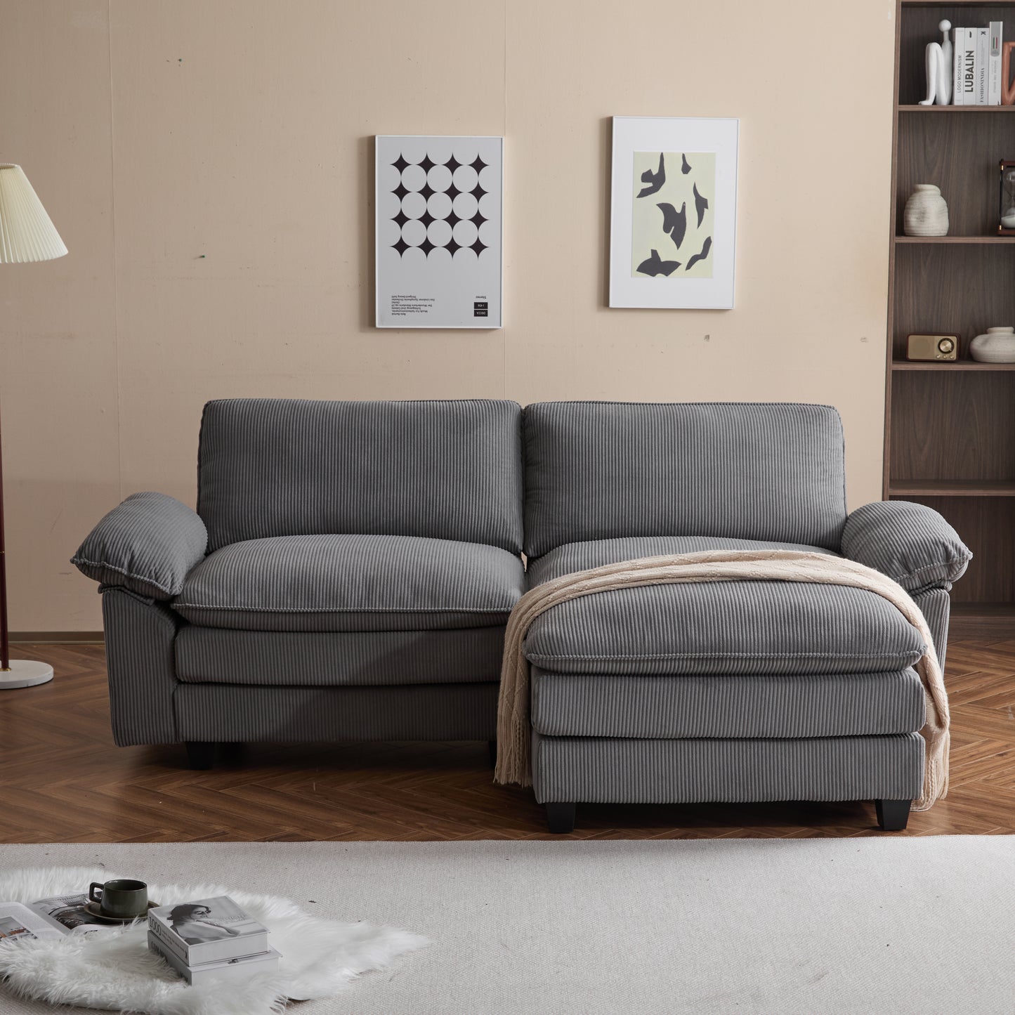 Modular Sectional Sofa with Movable Ottoman